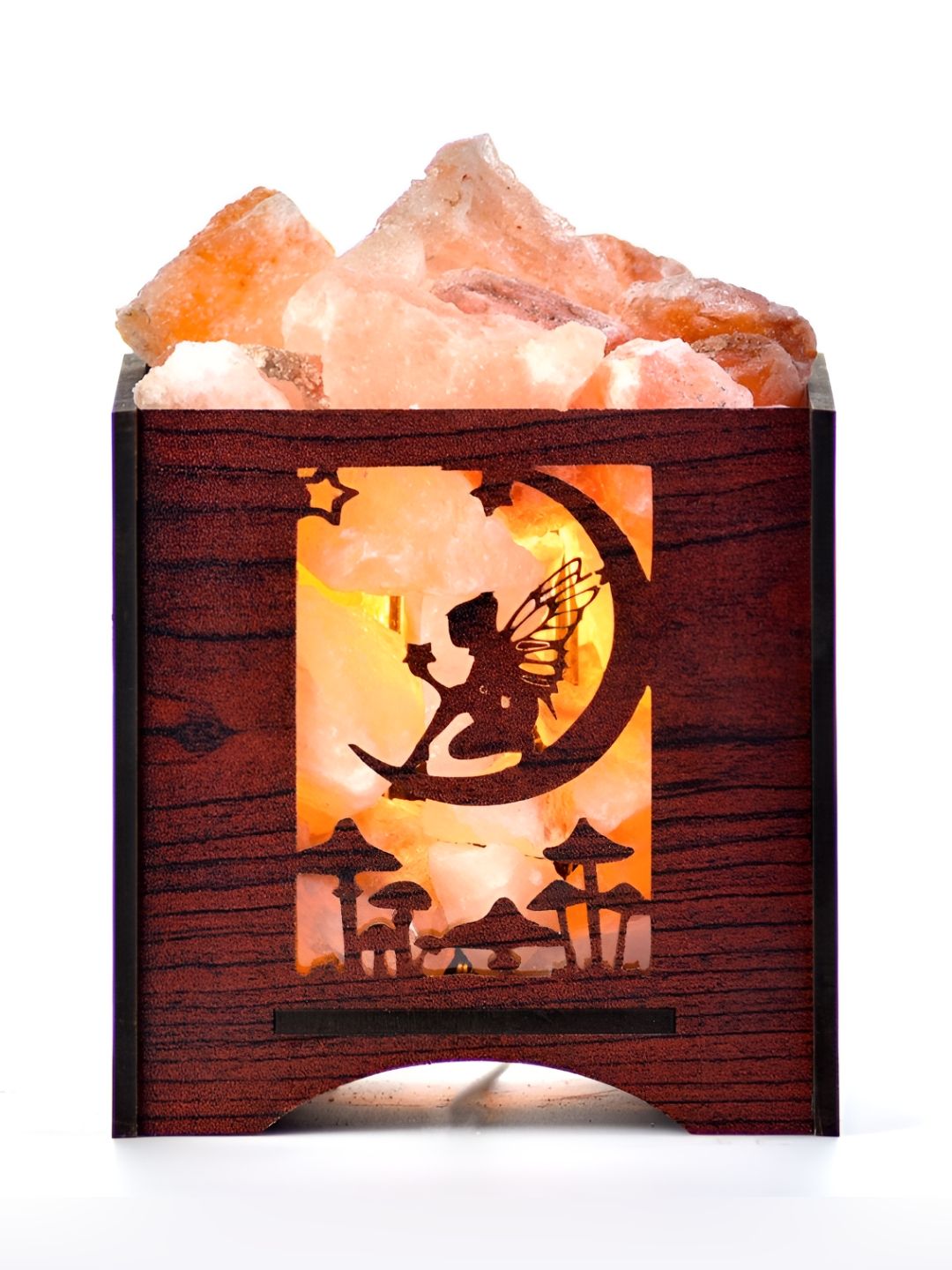 GLOBAL AROMA Fairy On Moon Warm Yellow Wood Square High Quality Electrical Table Lamps