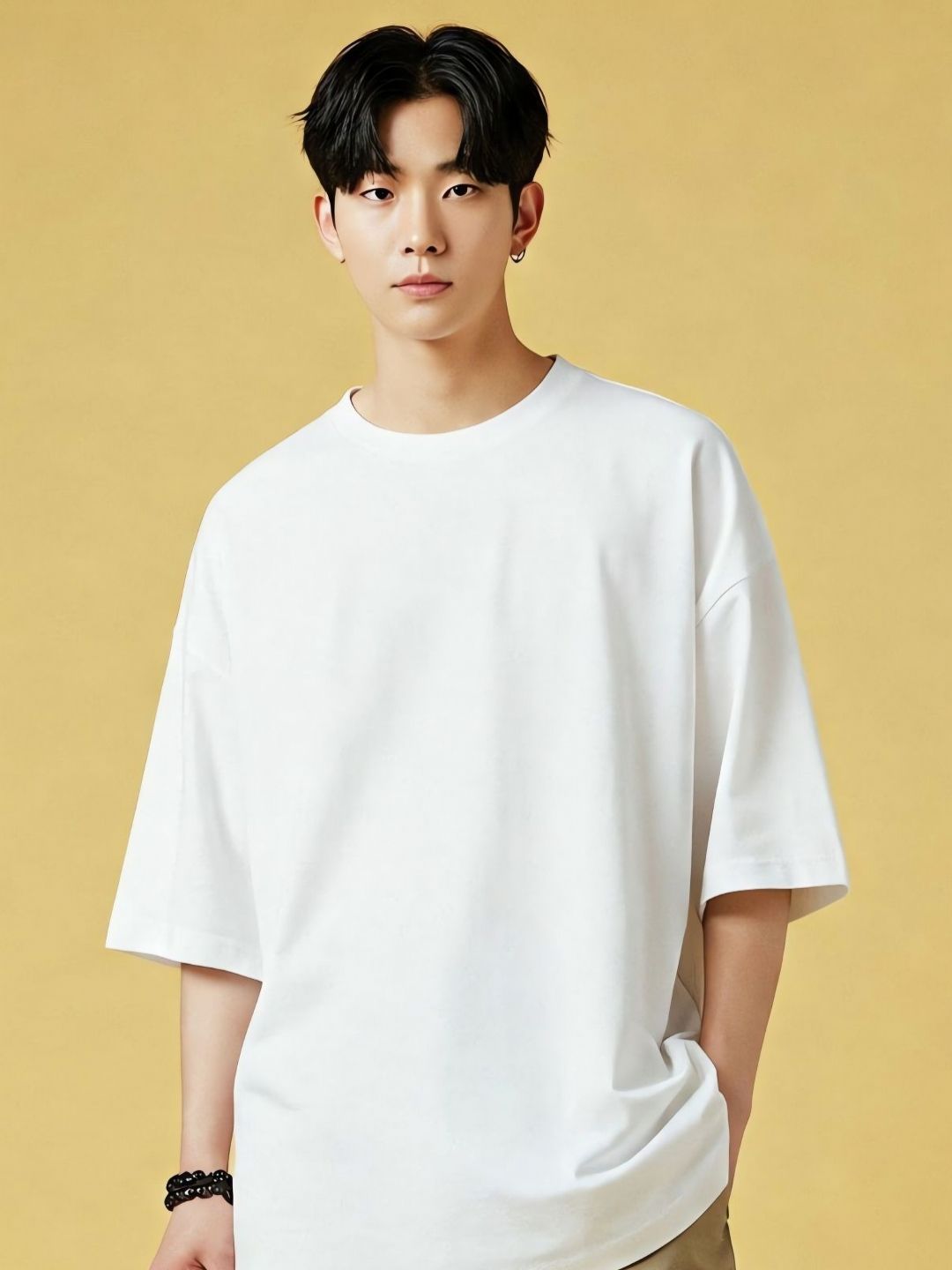 SMAN Oversized Round Neck Drop-Shoulder Cotton T-shirt