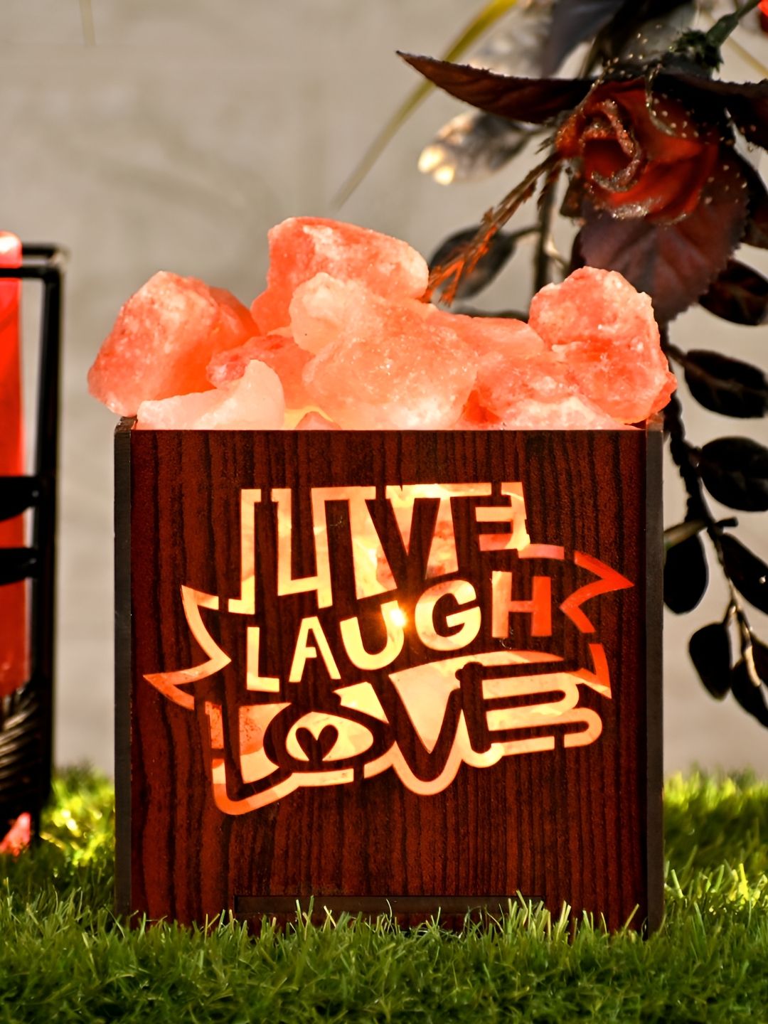 GLOBAL AROMA Live Laugh Warm Yellow Wood Square Solid High Quality Electrical Table Lamps