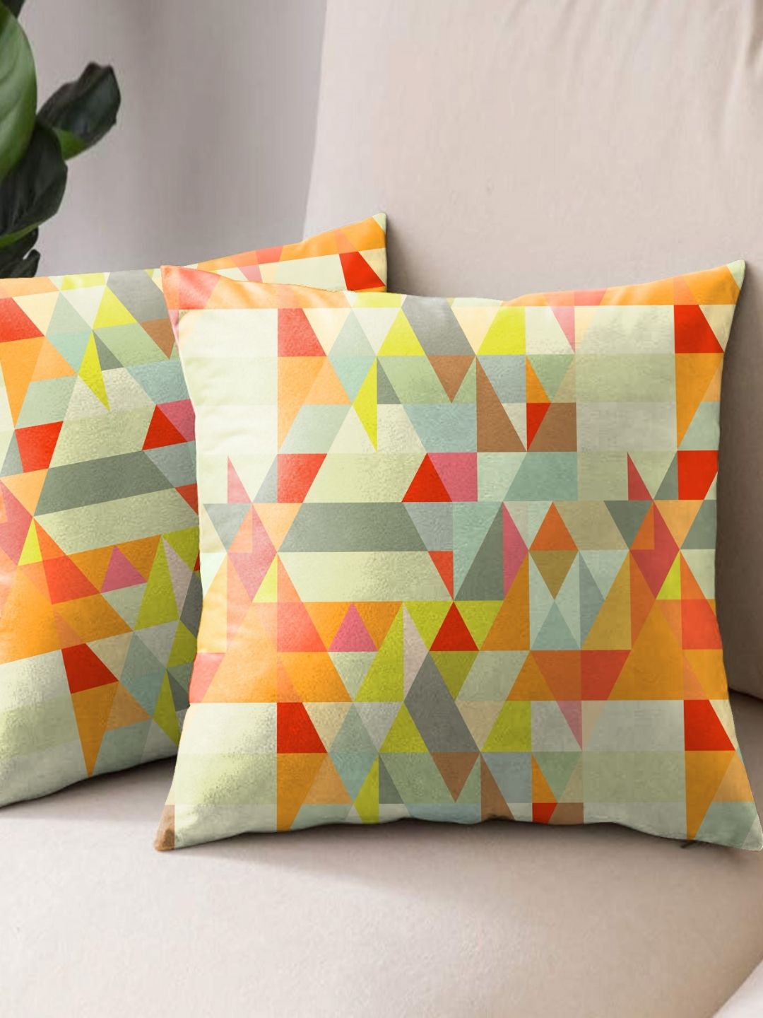Aura Premium Abstract Polyester Anti-Wrinkle 2 Piece Square Cushion Covers - 18x18In