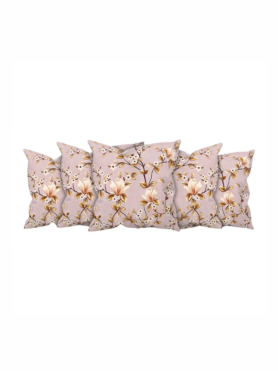 Florida Florida Mauve & Brown 5 Pieces Solid Pure Cotton Square Pillow Covers