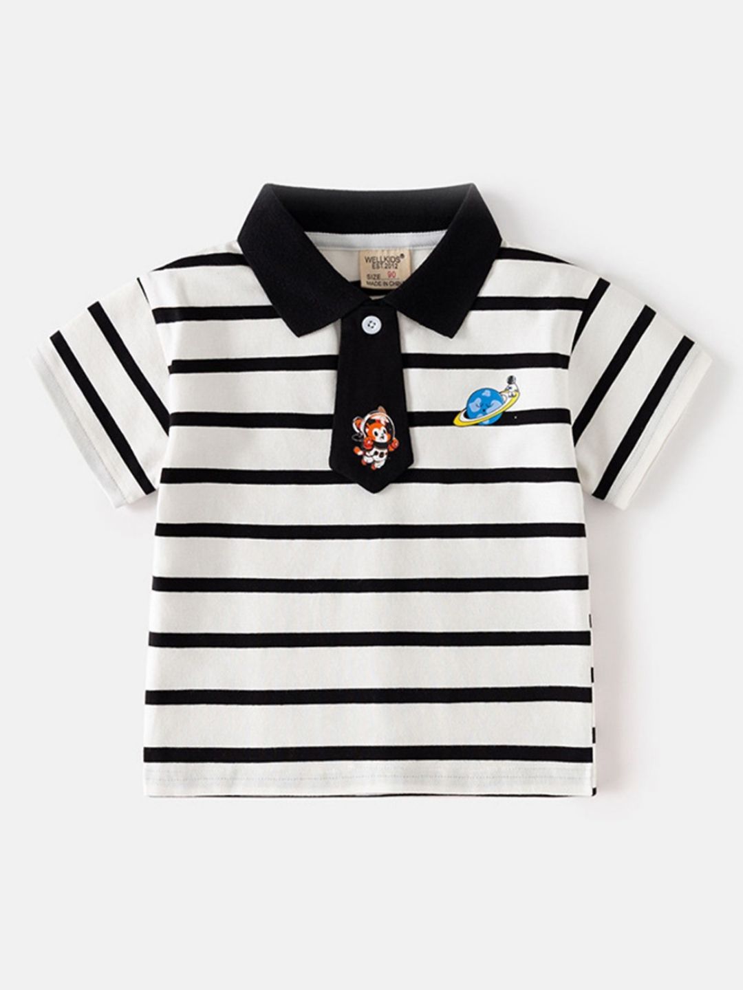 LULU & SKY Boys Striped Polo Collar T-shirt