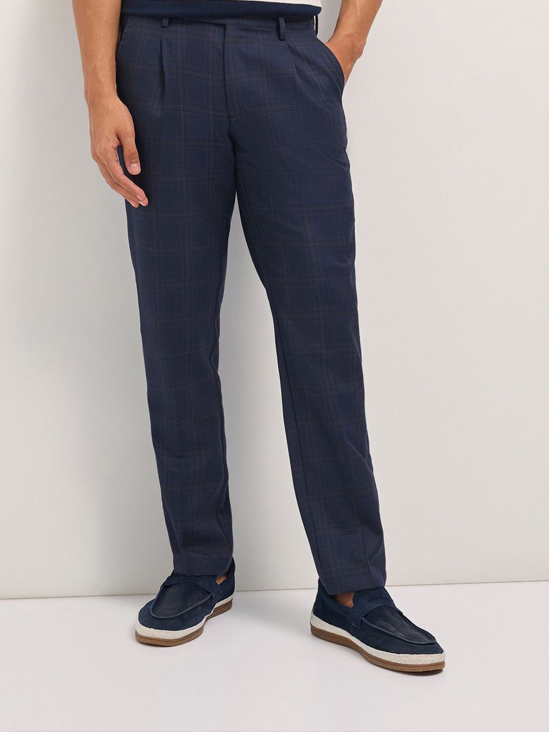 THE BEAR HOUSE Men's Checked Regular Fit Formal Trouser