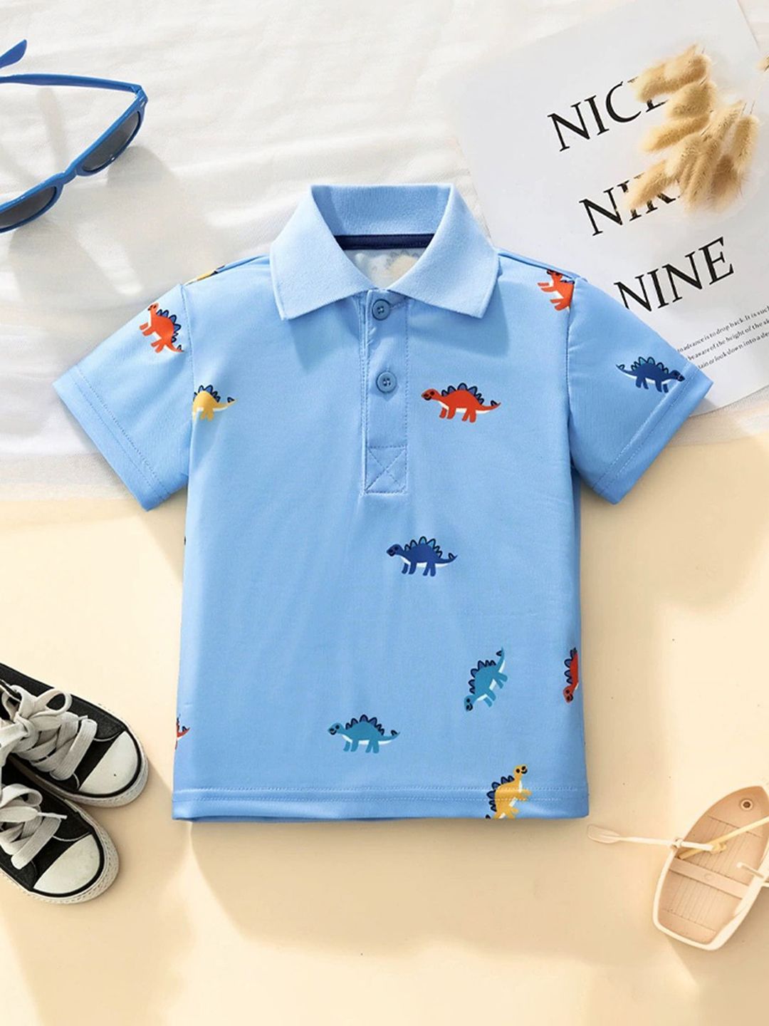 LULU & SKY Boys Printed Polo Collar T-shirt