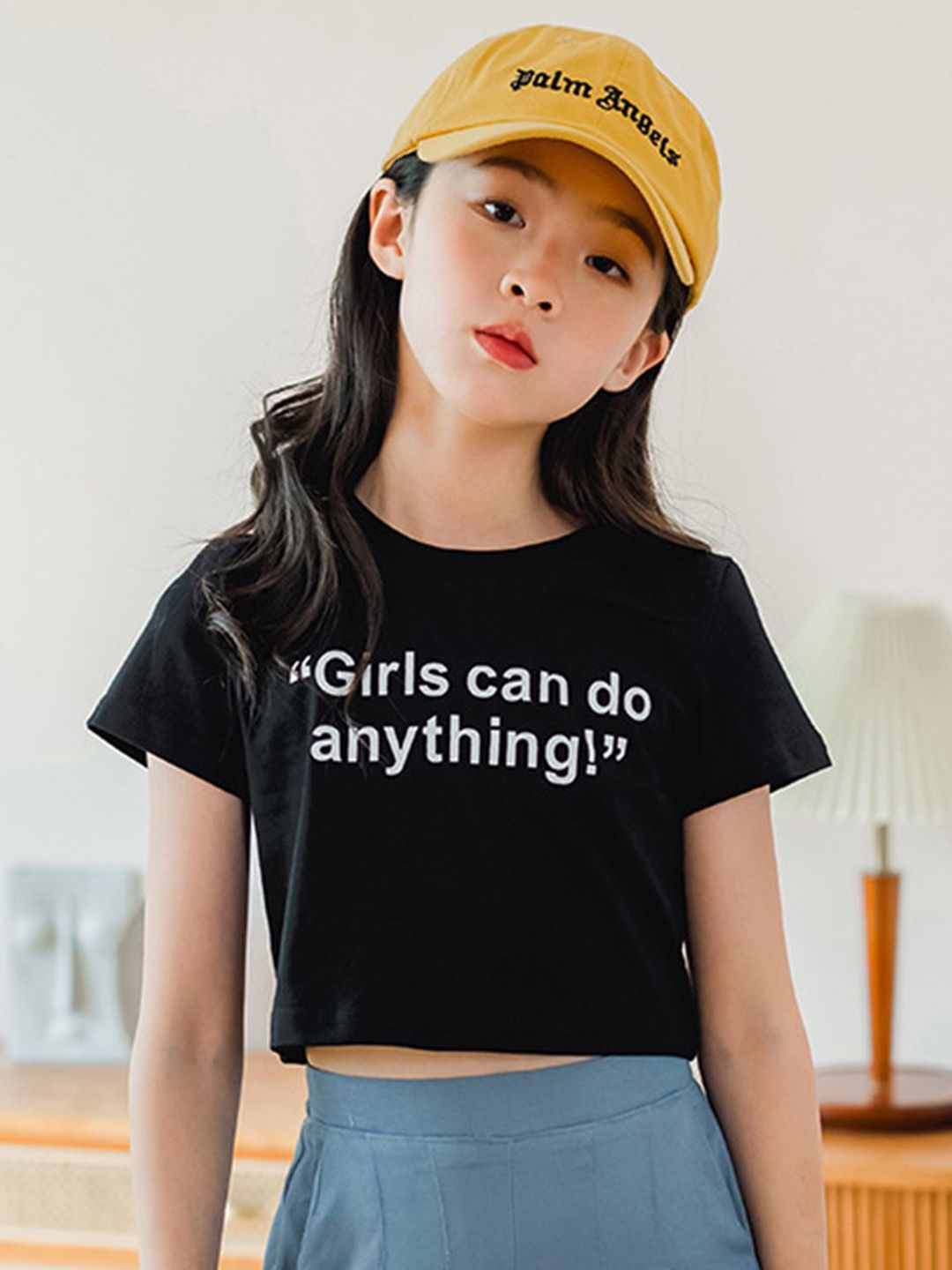 LULU & SKY Girls Typography Printed Slim Fit T-shirt