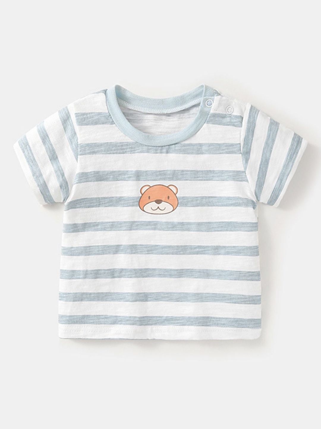 LULU & SKY Kids Pure Cotton Striped Round Neck Regular Fit T-Shirt