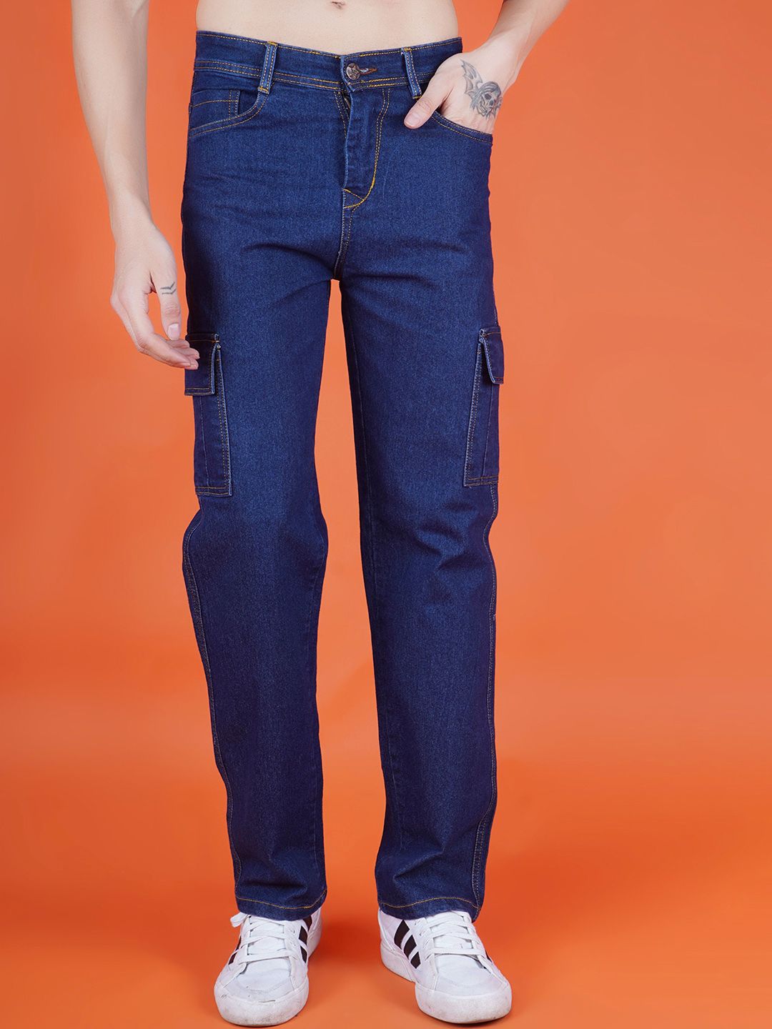 SZN Men Classic Mid-Rise Slim Fit Clean Look Stretchable Jeans
