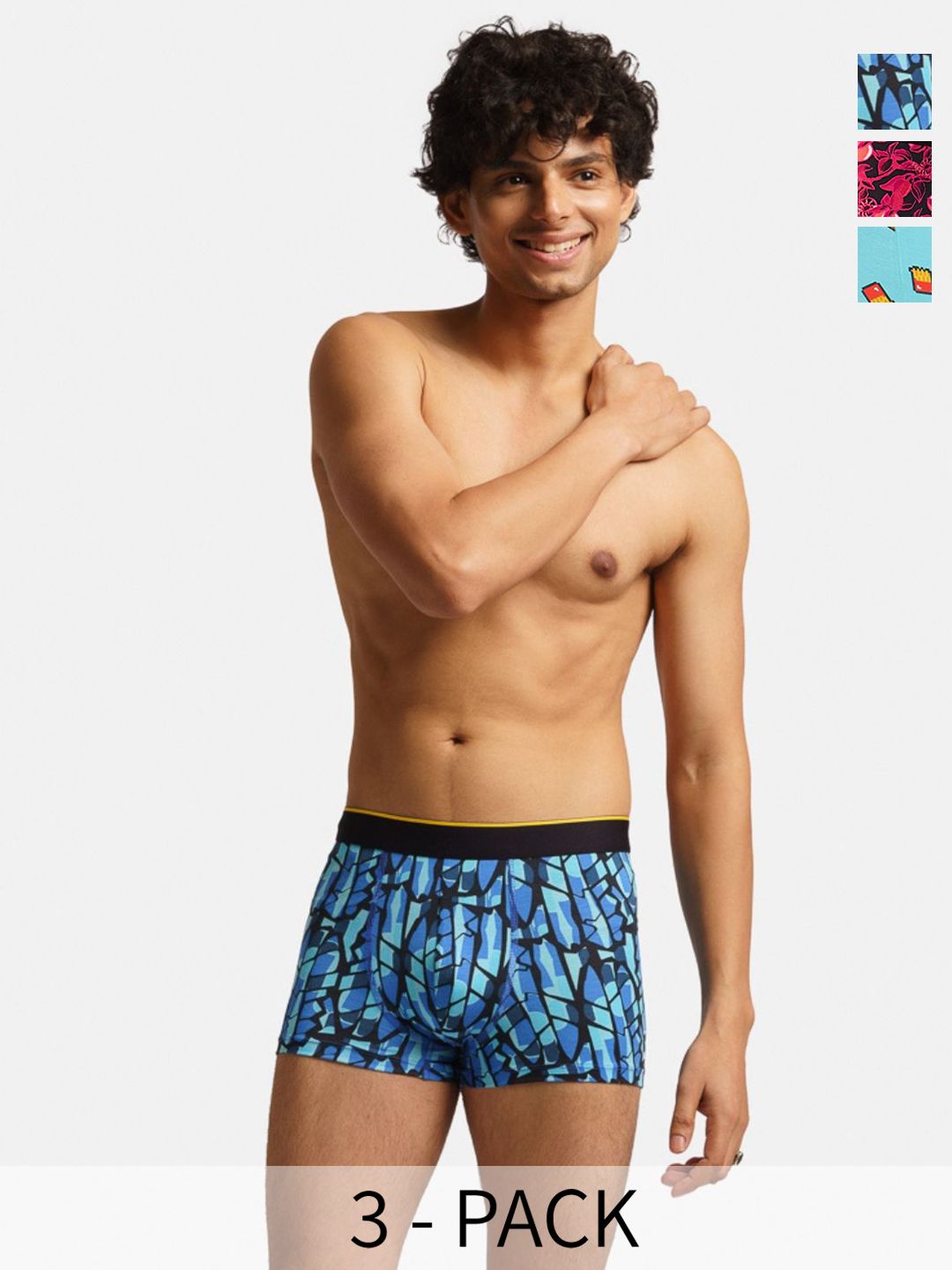 bummer Pack Of 3 Men's Underwear Mircomodal Printed Trunks TRMCICEGT03S