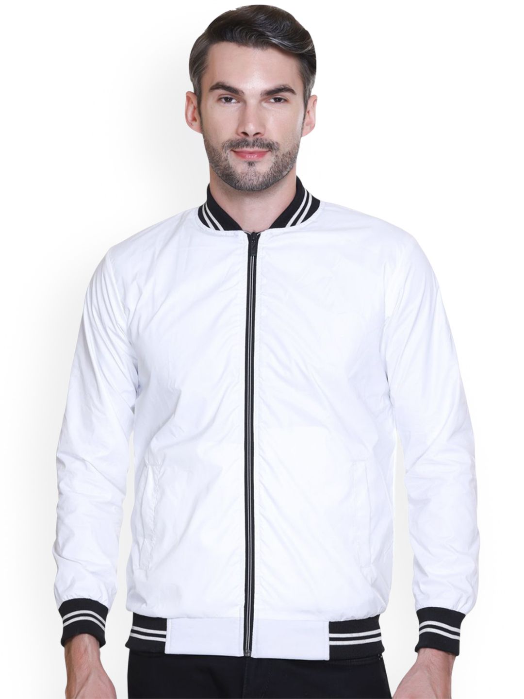 SANHOK Men Premium Solid Lightweight Bomber Jacket