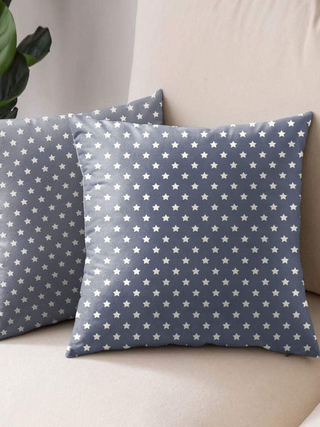 Aura Blue & White 2 Pieces Geometric Square Cushion Covers