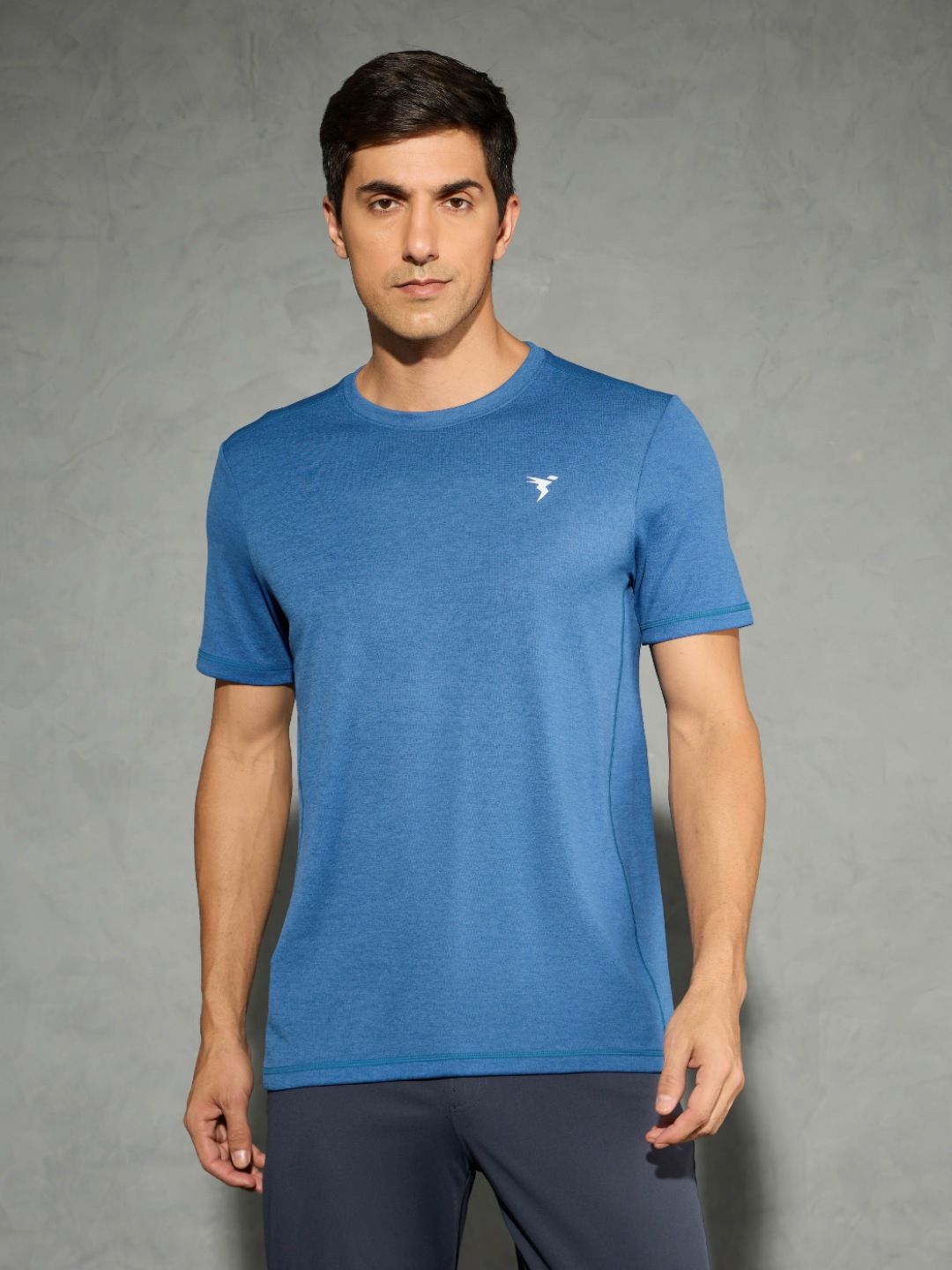 Technosport Men Solid Slim Fit Round Neck Antimicrobial Sports T-shirt With Double Cool