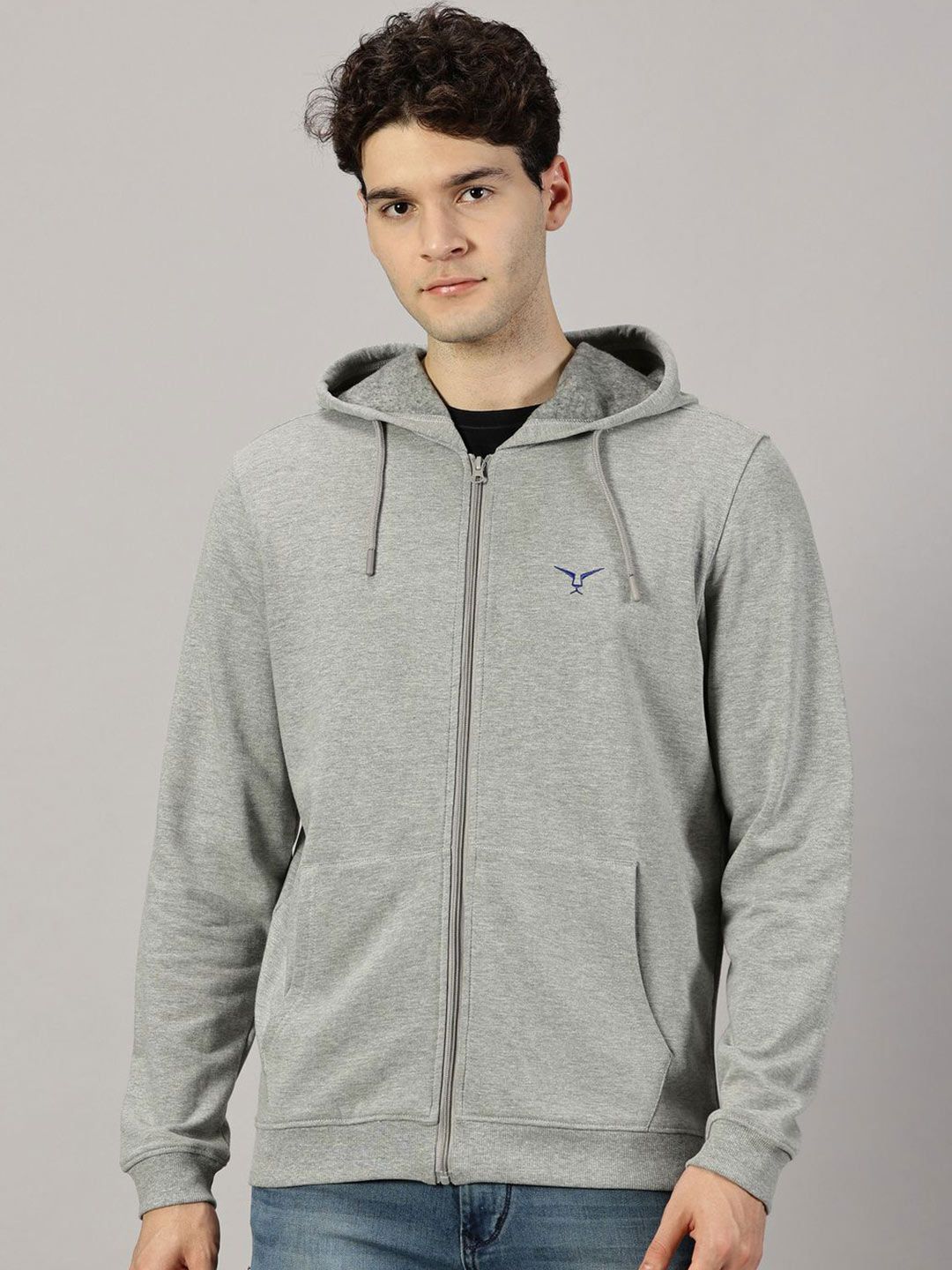 LEON Men Solid Zipper Hooded Sweatshirt