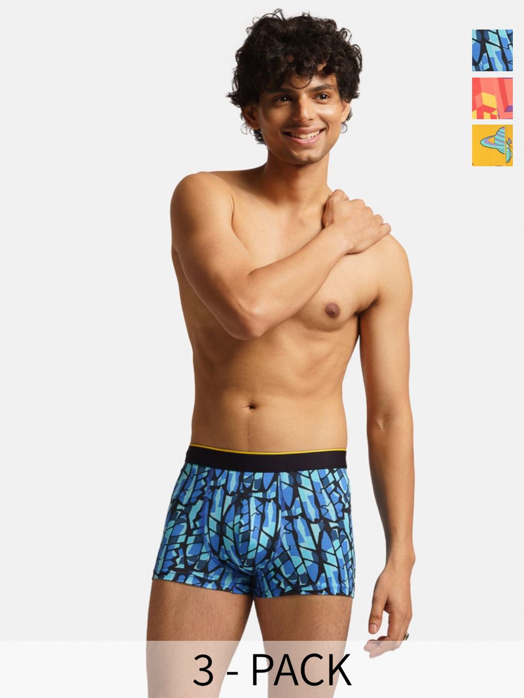 bummer Pack Of 3 Men's Underwear Mircomodal Printed Trunks TRSPUBRICE03S