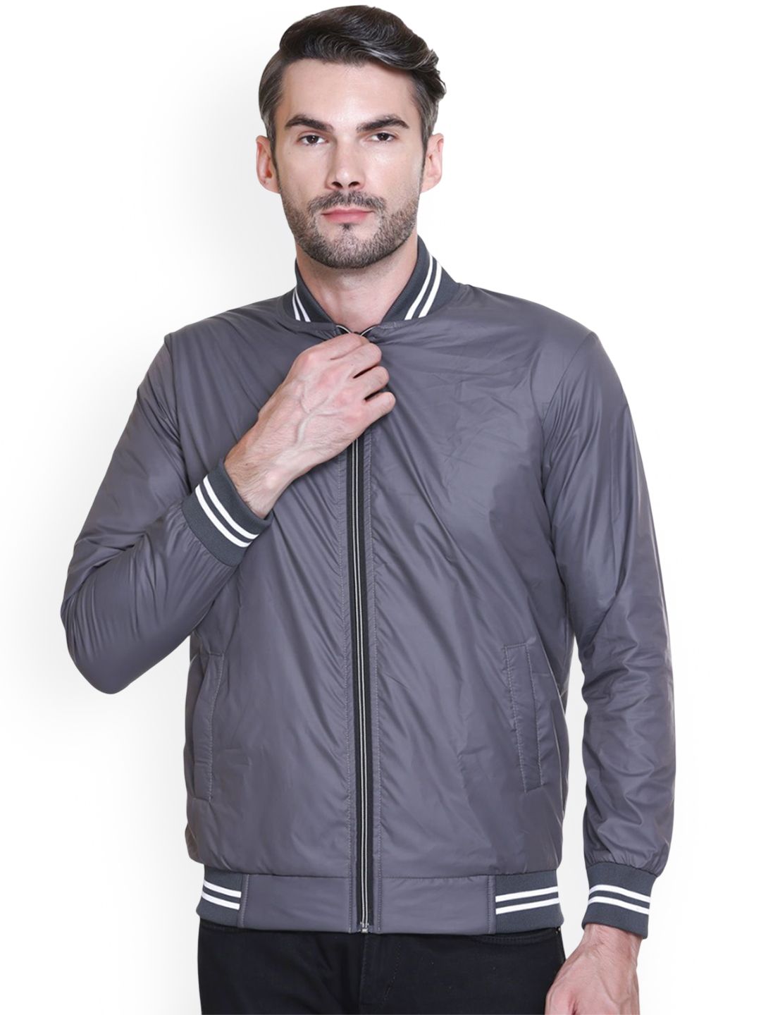 SANHOK Men Premium Solid Lightweight Bomber Jacket