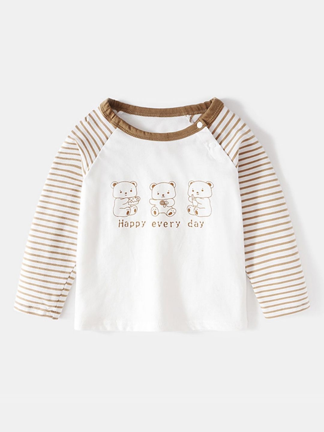 LULU & SKY Unisex Striped Round Neck Raglan Sleeves Pure Cotton T-shirt