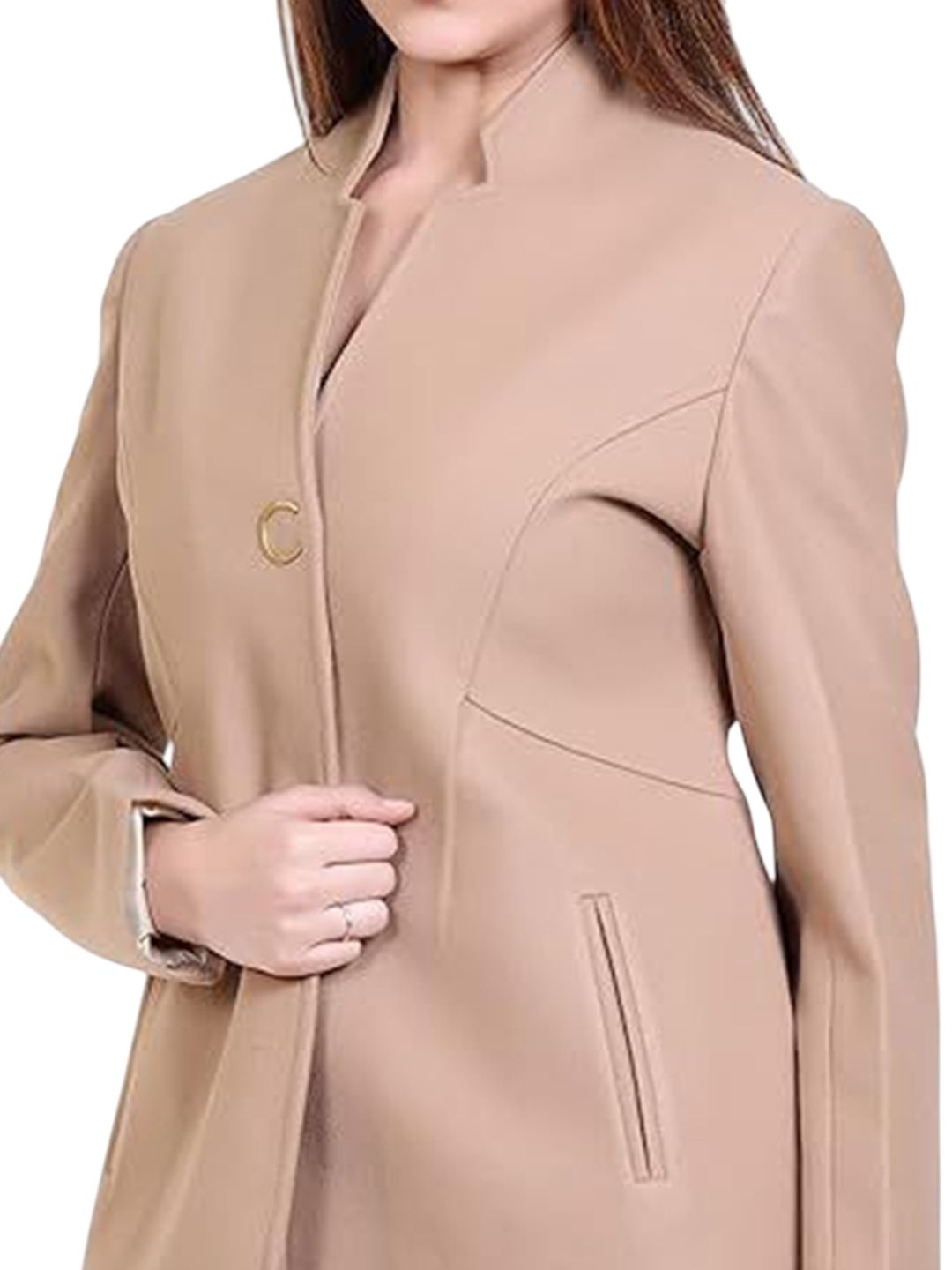Buy COMFY SPARROW Stand Collar Single-Breasted Long Coat - Coats