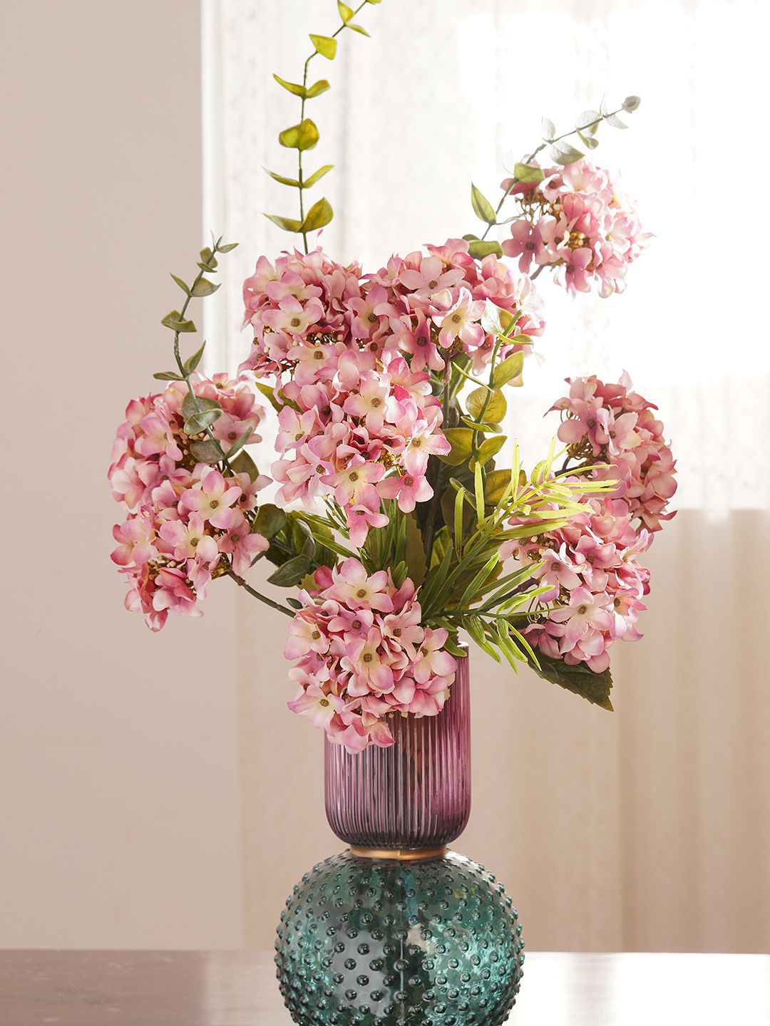 Pure Home and Living Pure Home and Living Light Pink 1 Piece Hydrangea Artificial Flower