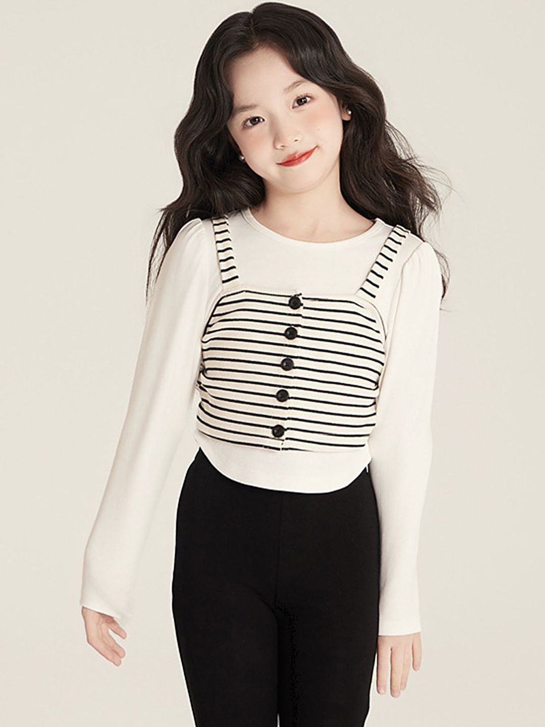 LULU & SKY Girls Horizontal Stripes Regular Cotton Top