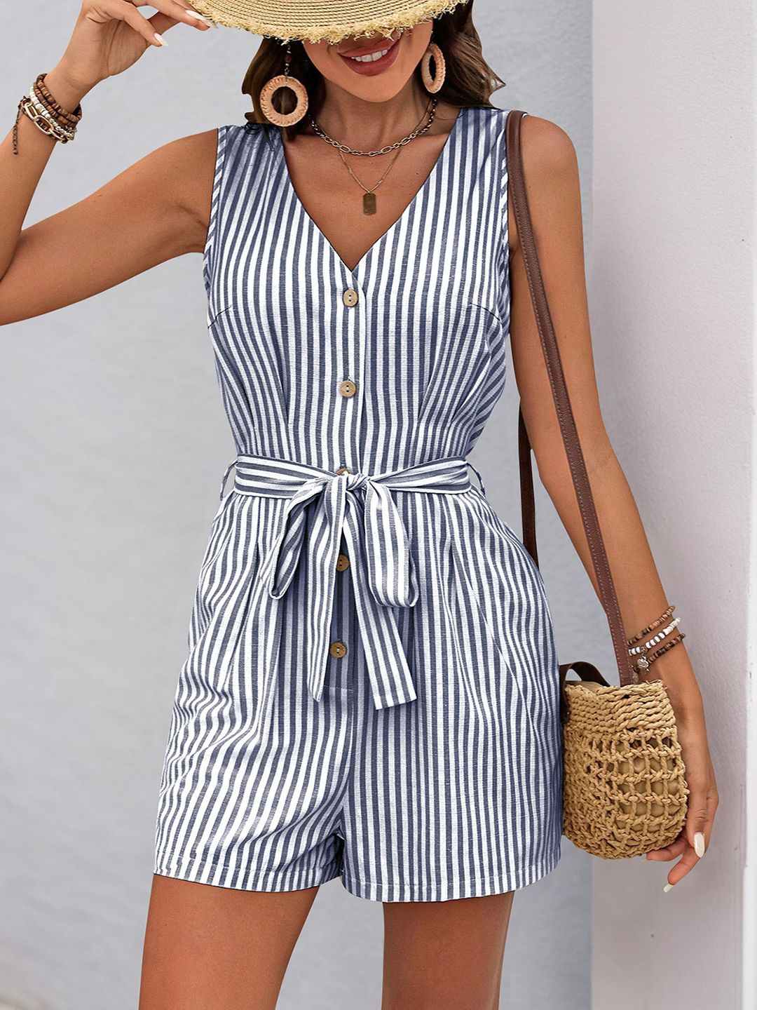 JC Mode Striped Jumpsuit
