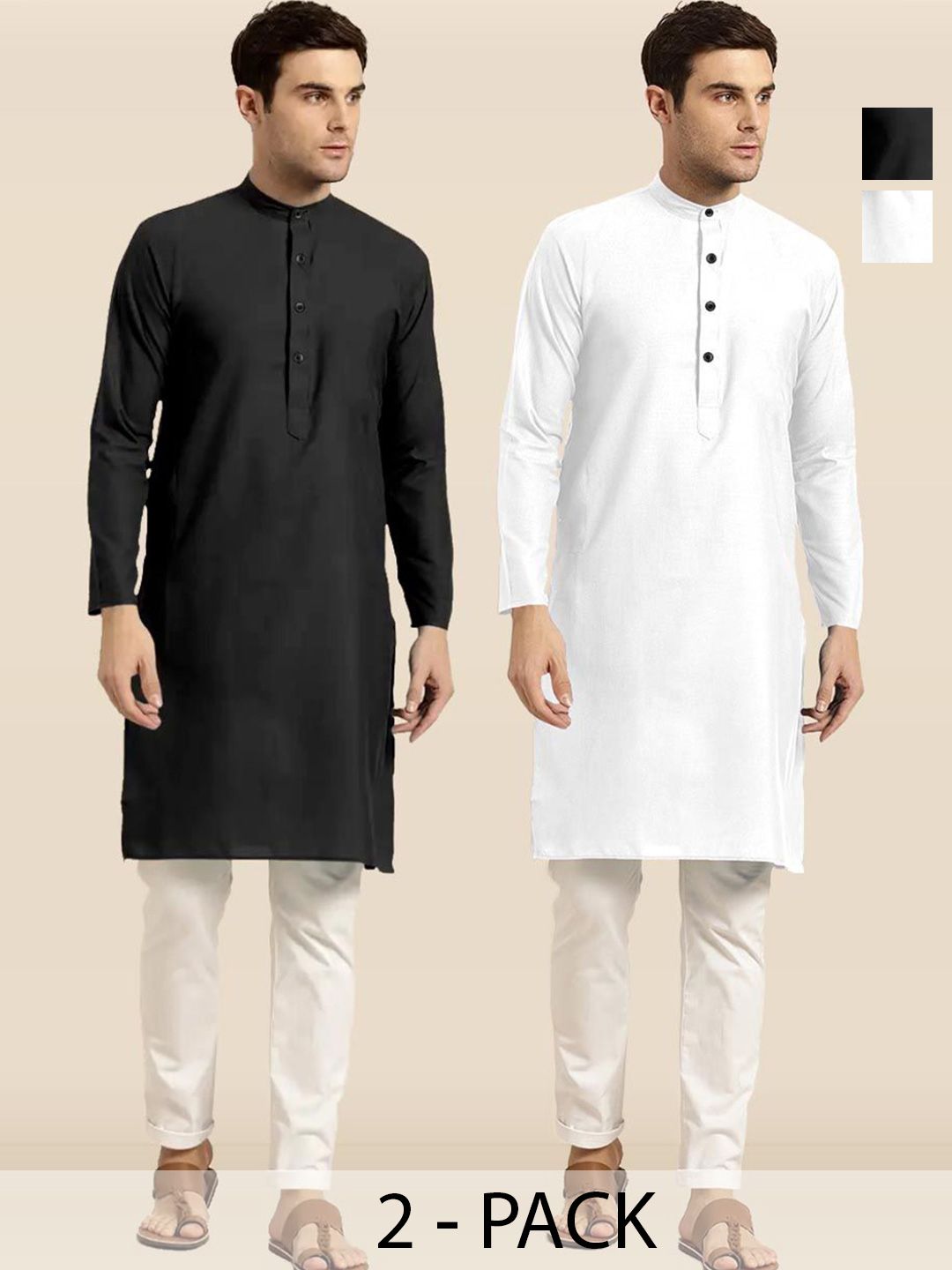 TIGER SNAKE Selection Of 2 Thread Work Mandarin Collar Straight Kurta