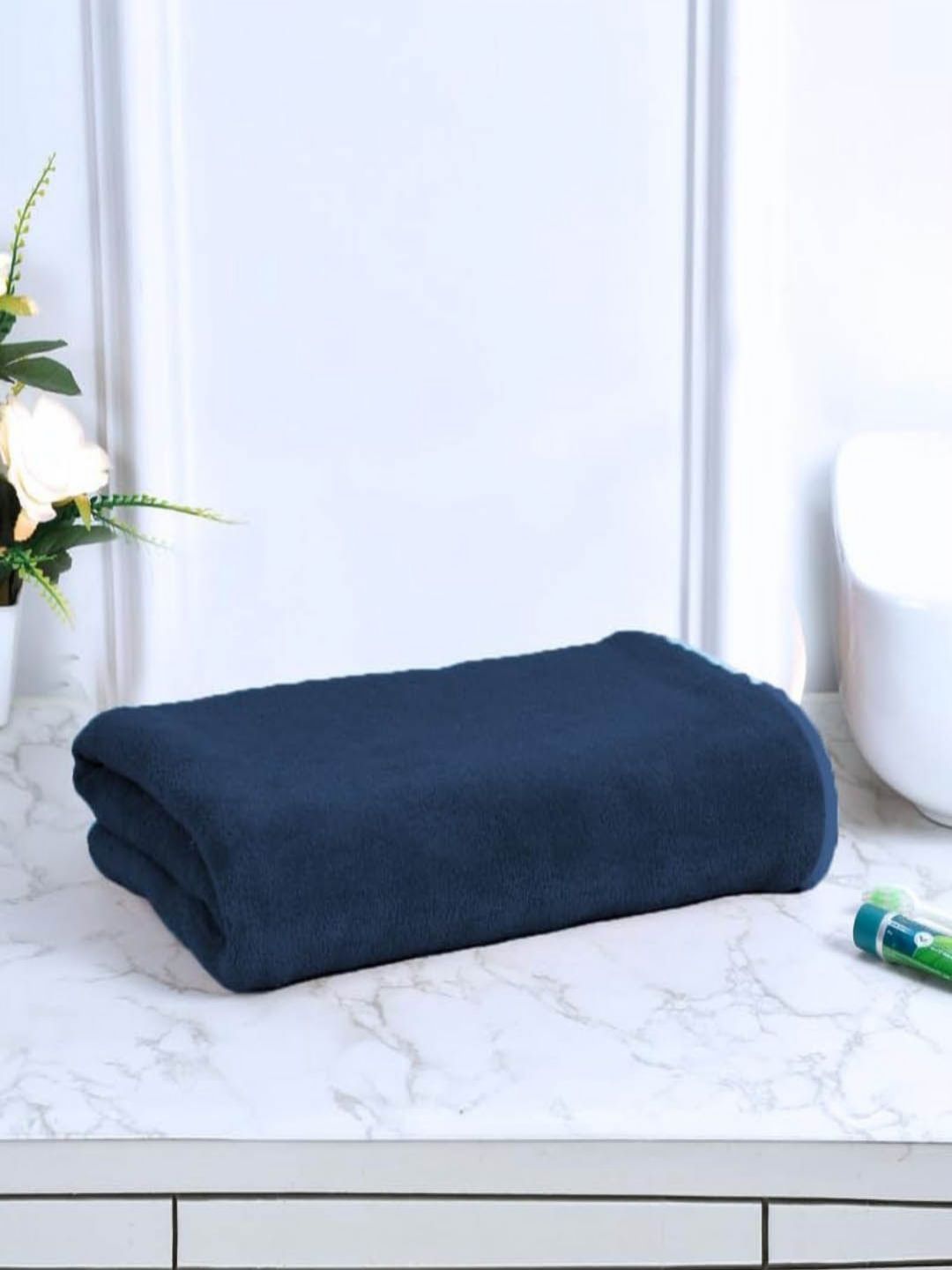 Black gold Microfiber Navy Blue Solid 400GSM Super Soft Adult Regular Bath Towel-28x59In