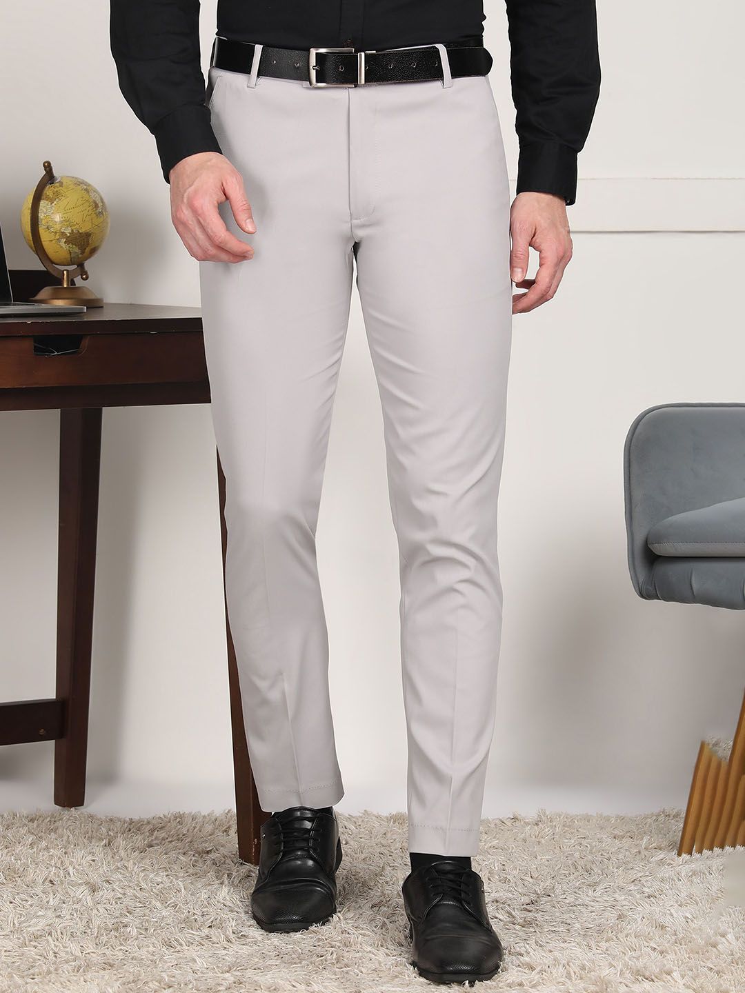encore by INVICTUS Men Regular Fit Formal Trousers