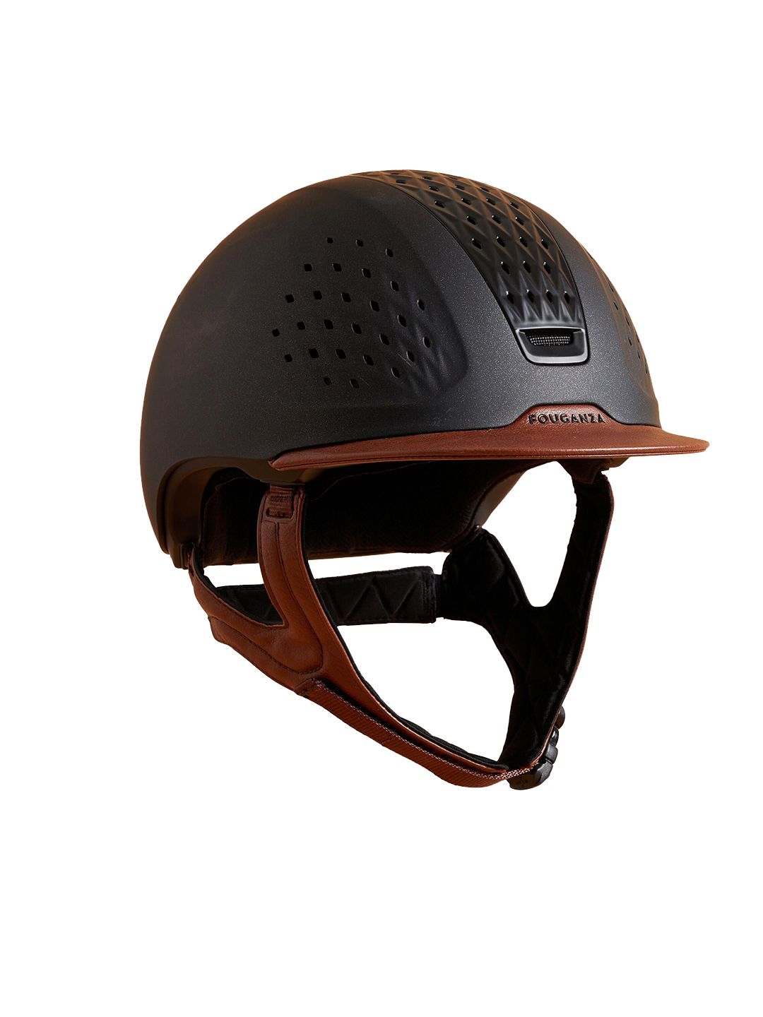 Decathlon Fouganza - Adults and Kids Brown Black 900 User Comfort Horse Riding Helmet and Bag