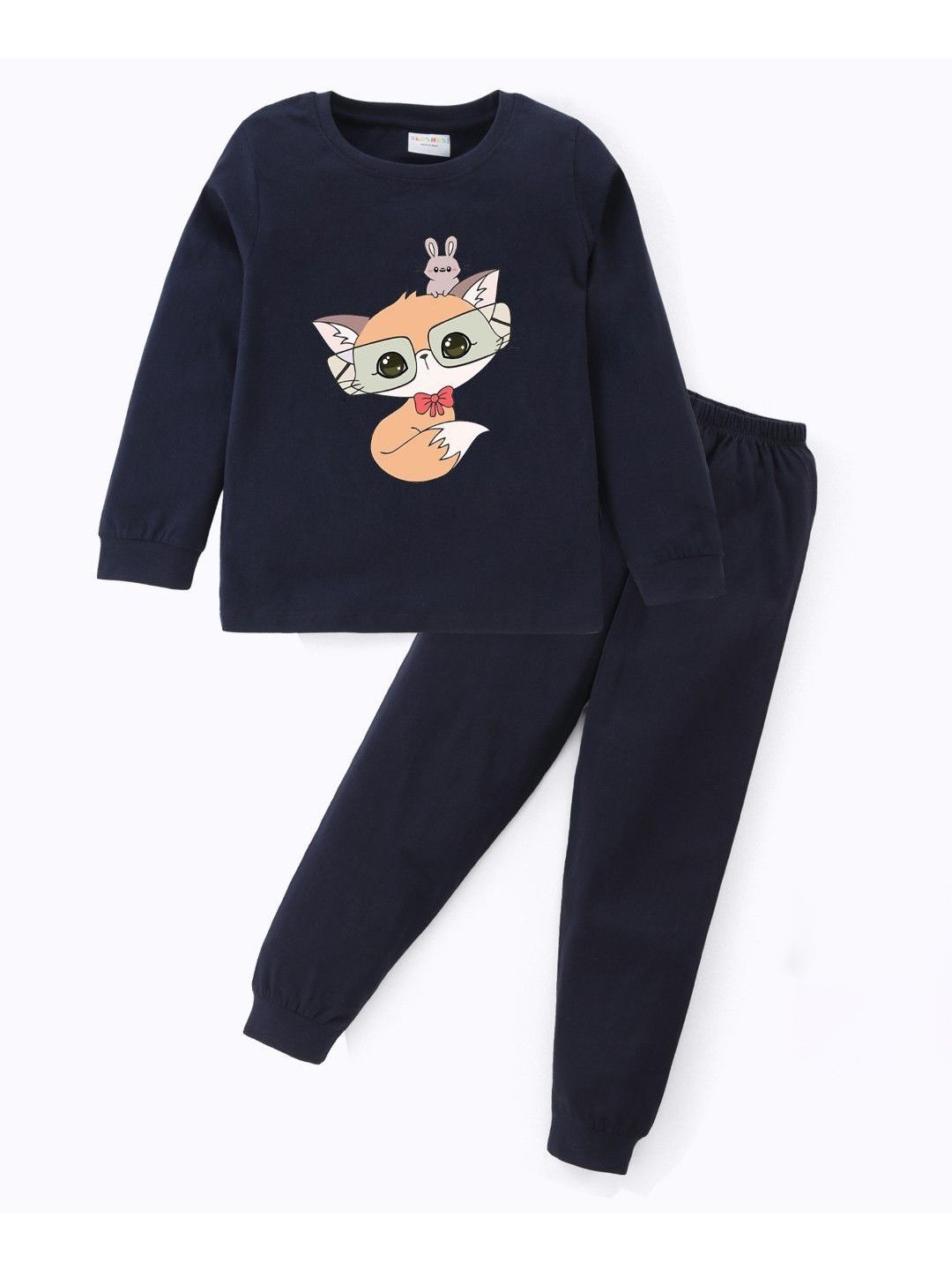 BLUSHES Kids Graphic Printed Round Neck Pure Cotton T-shirt With Joggers