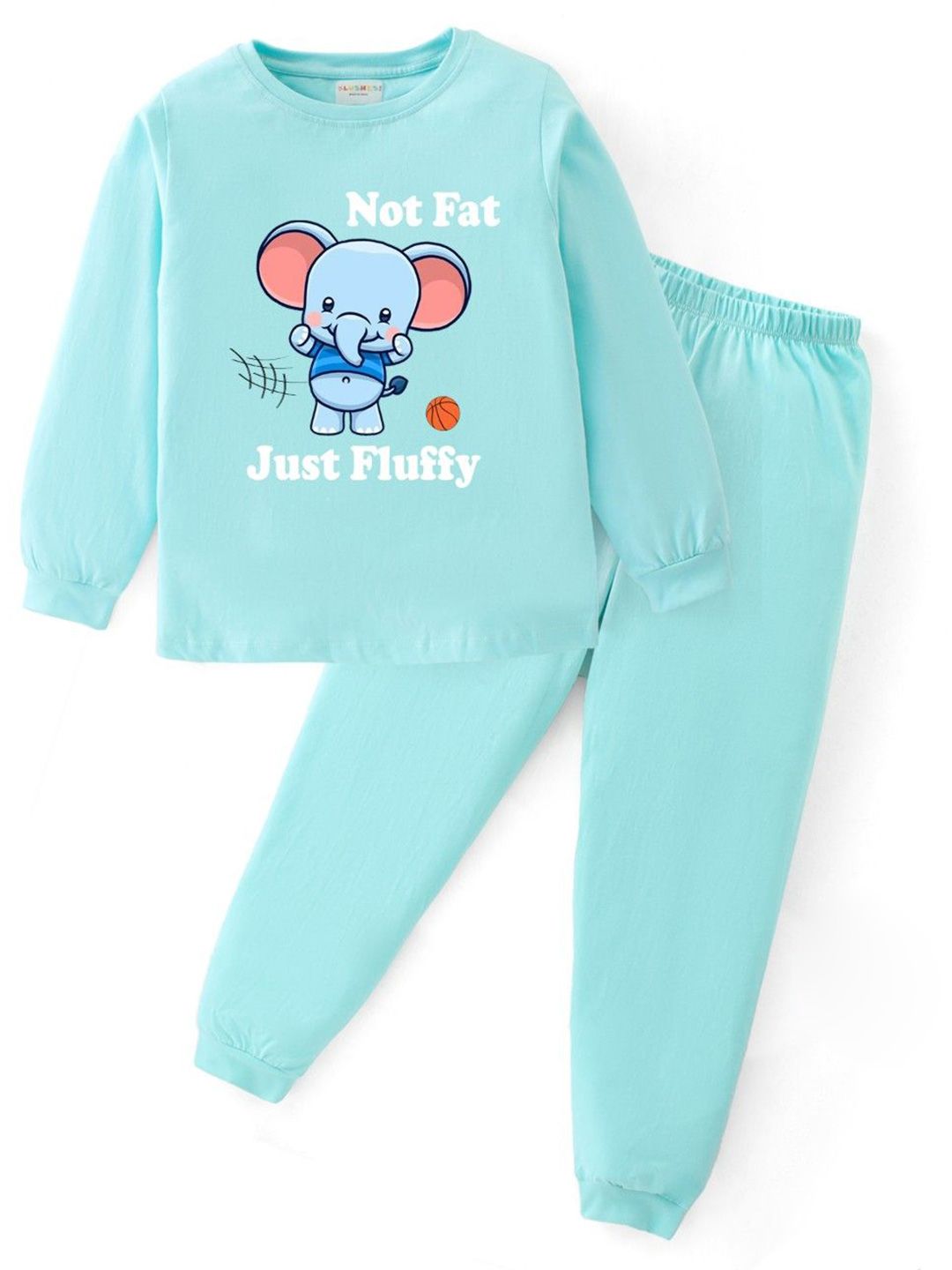 BLUSHES Kids Graphic Printed Round Neck Pure Cotton T-shirt With Joggers