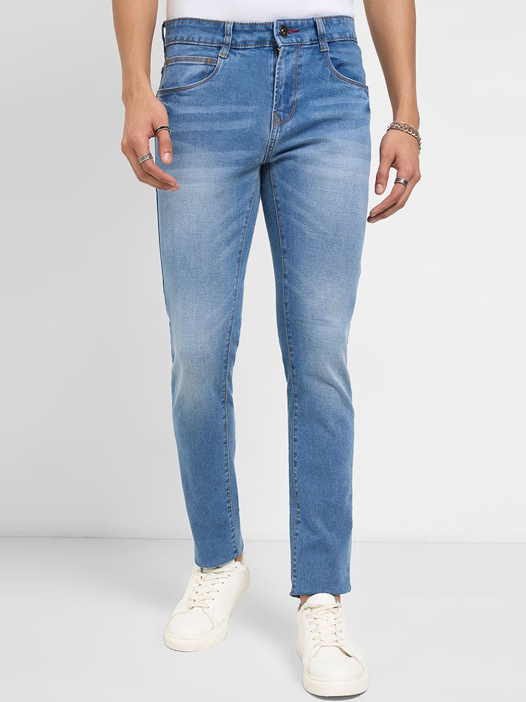 SF JEANS by Pantaloons Men Cotton Slim Fit Mid-Rise Heavy Fade Jeans