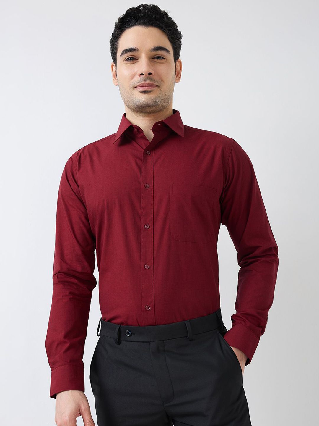 Raymond Men Solid Slim Fit Regular Sleeves Formal Shirt