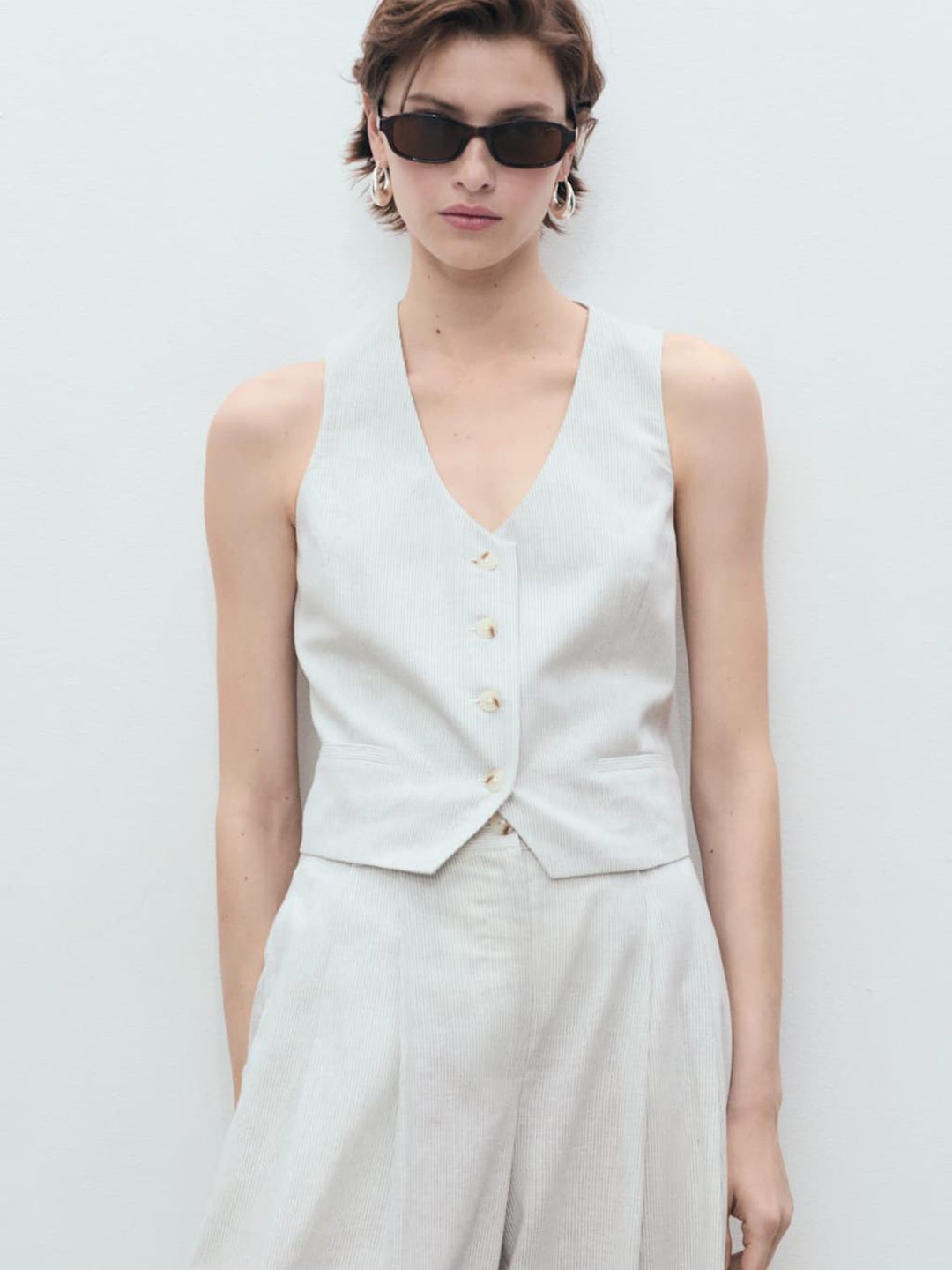 Striped Cotton Linen Waistcoat