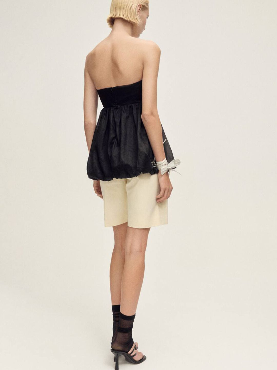 Off-Shoulder Ramie Balloon Top