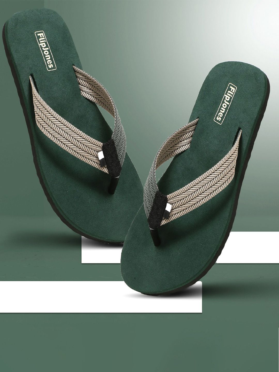 FLIPJONES Unisex Thong Flip Flops With Herringbone Pattern Straps