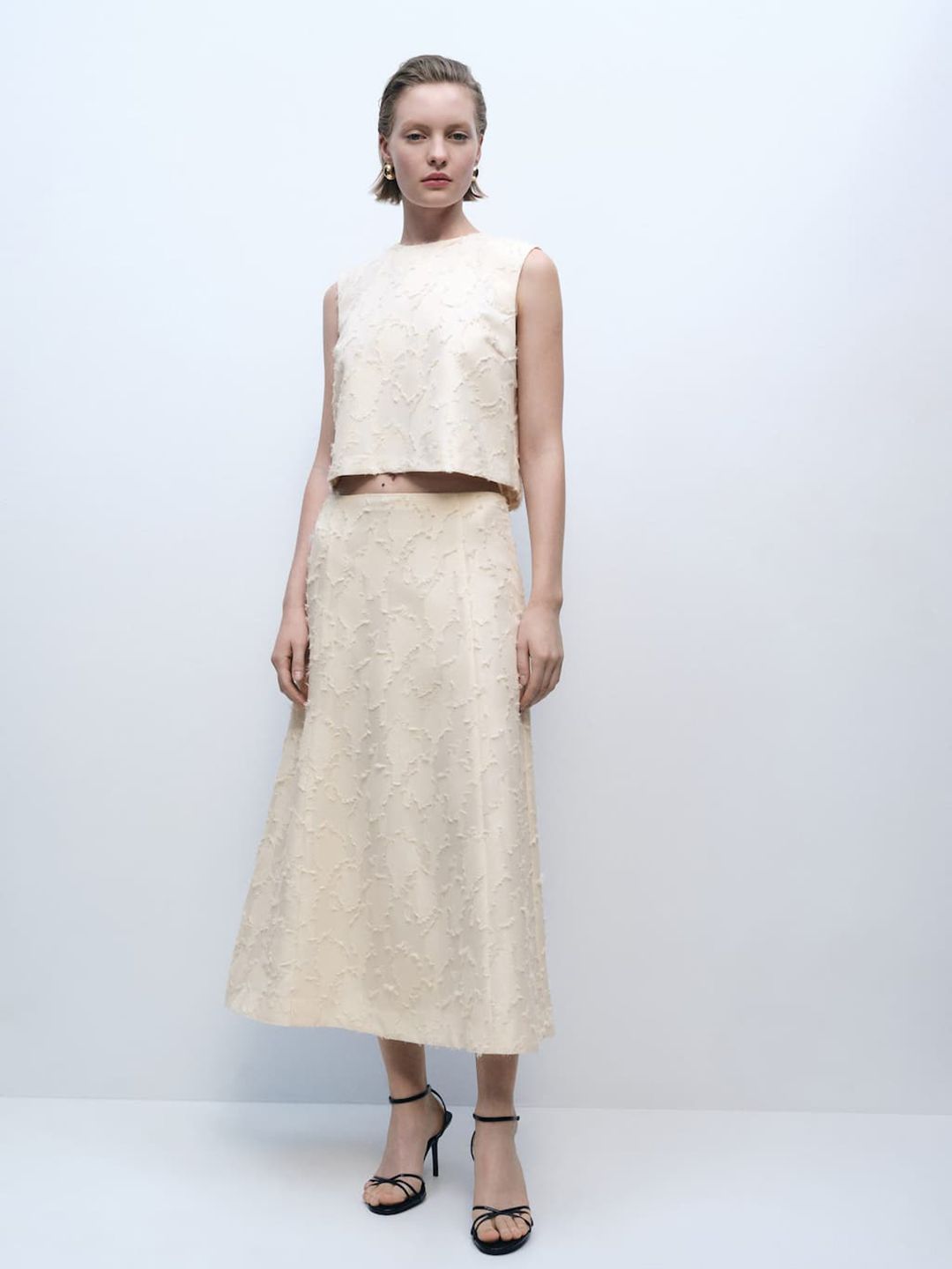 Fringed Midi A-Line Skirt