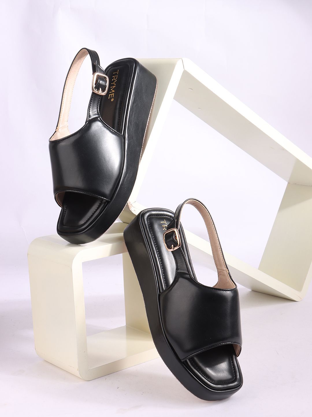 Try Me Try Me Women Solid Regular Platform Sandals with Buckles