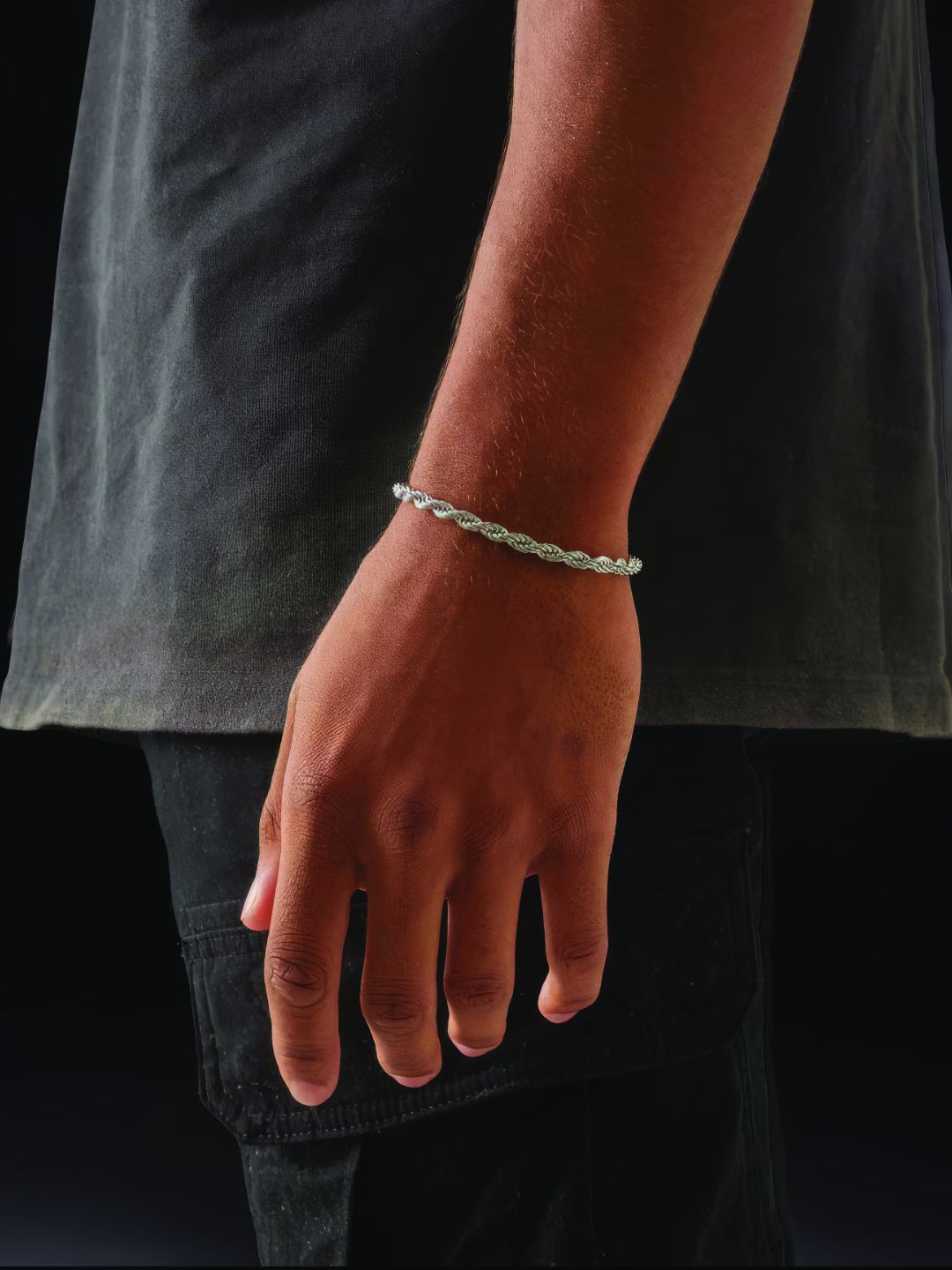 SUFFIRE Men Wraparound Twist Rope Adjustable Bracelet