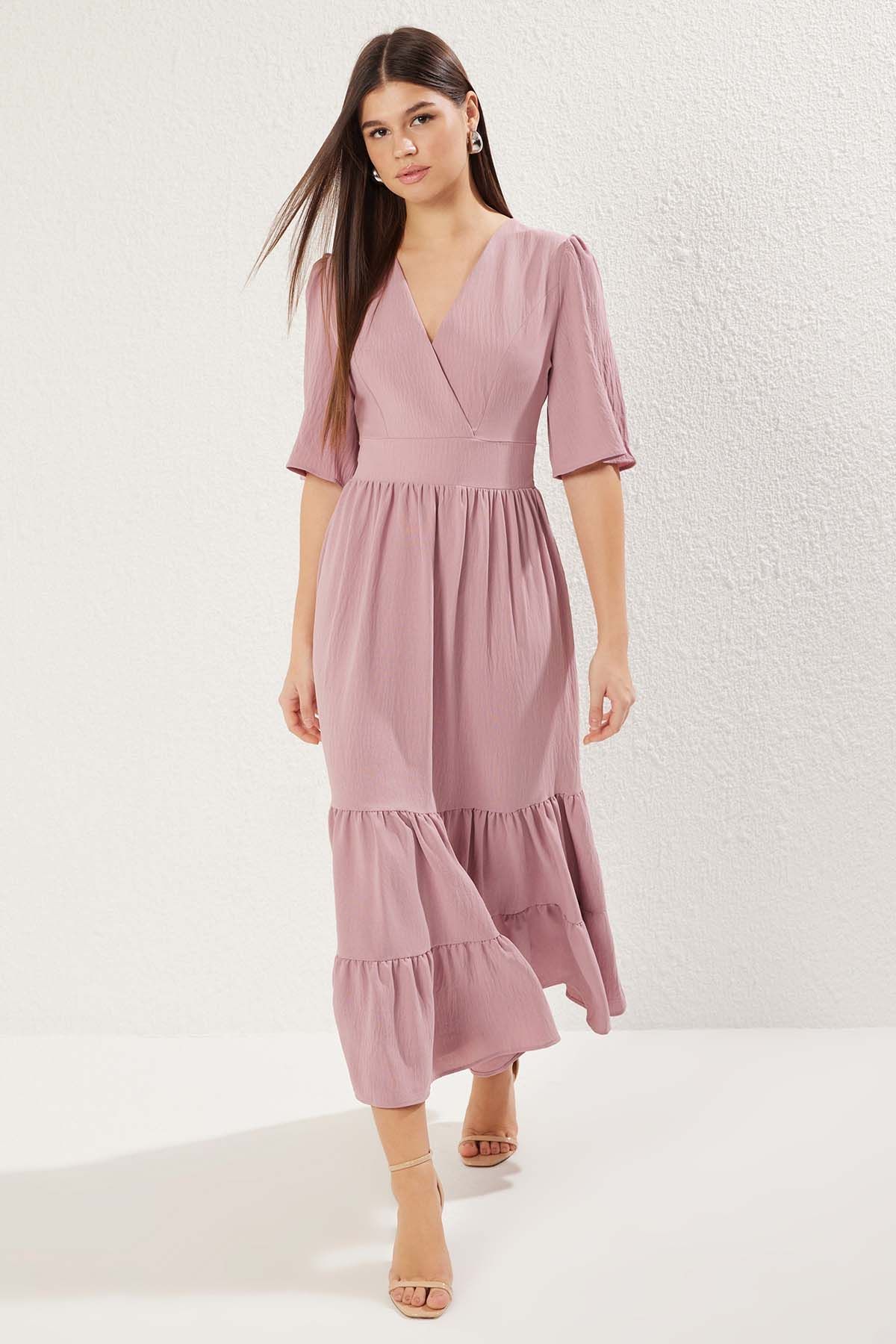 Trendyol Women Flared Sleeve Wrap Maxi Dress