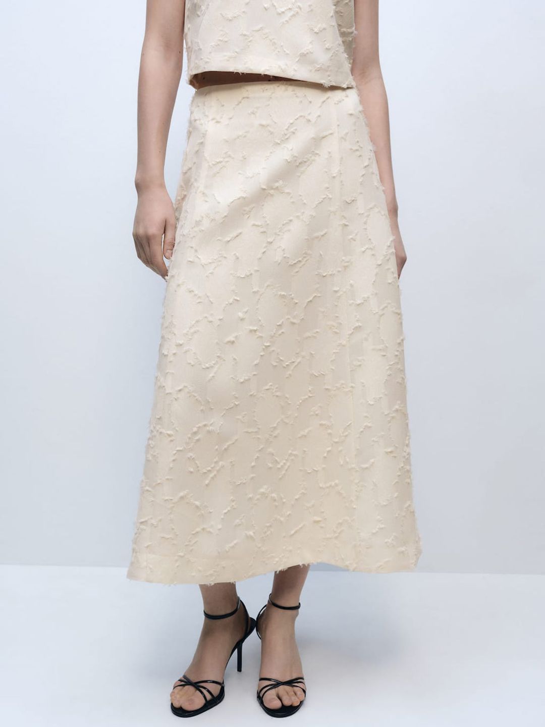 Fringed Midi A-Line Skirt