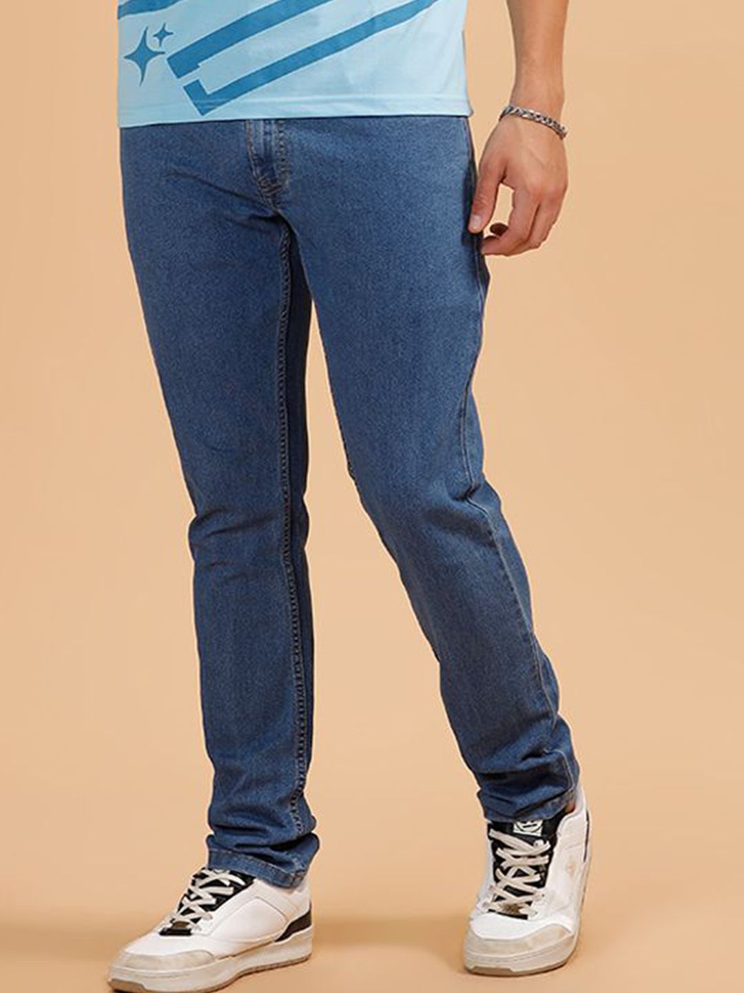 WROGN Men Comfort Slim Fit Mid-Rise Jeans