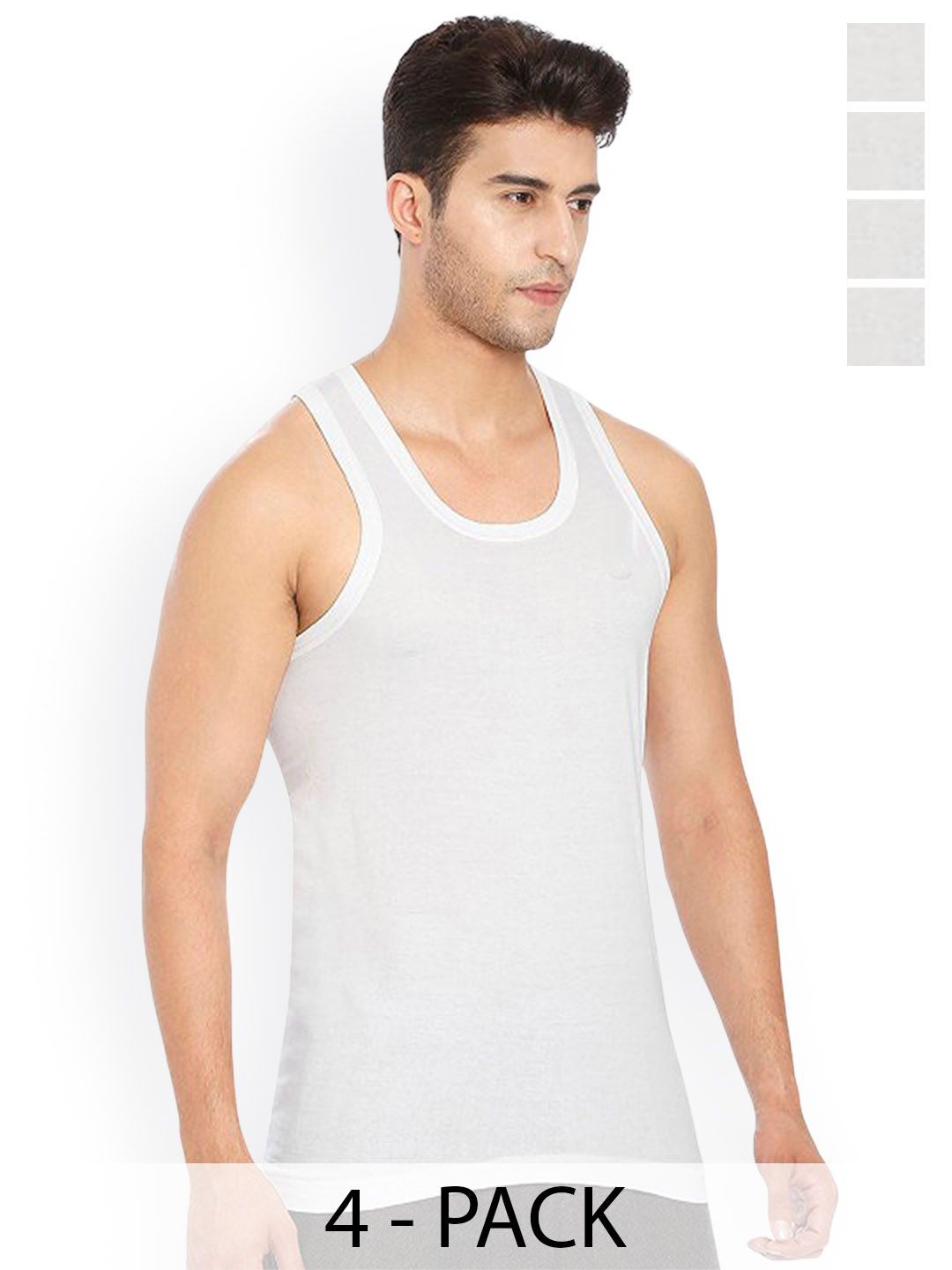 CAVENDERS Pack Of 4 Pure Cotton Gym Vests - soft White Premium quality Dno-v91st