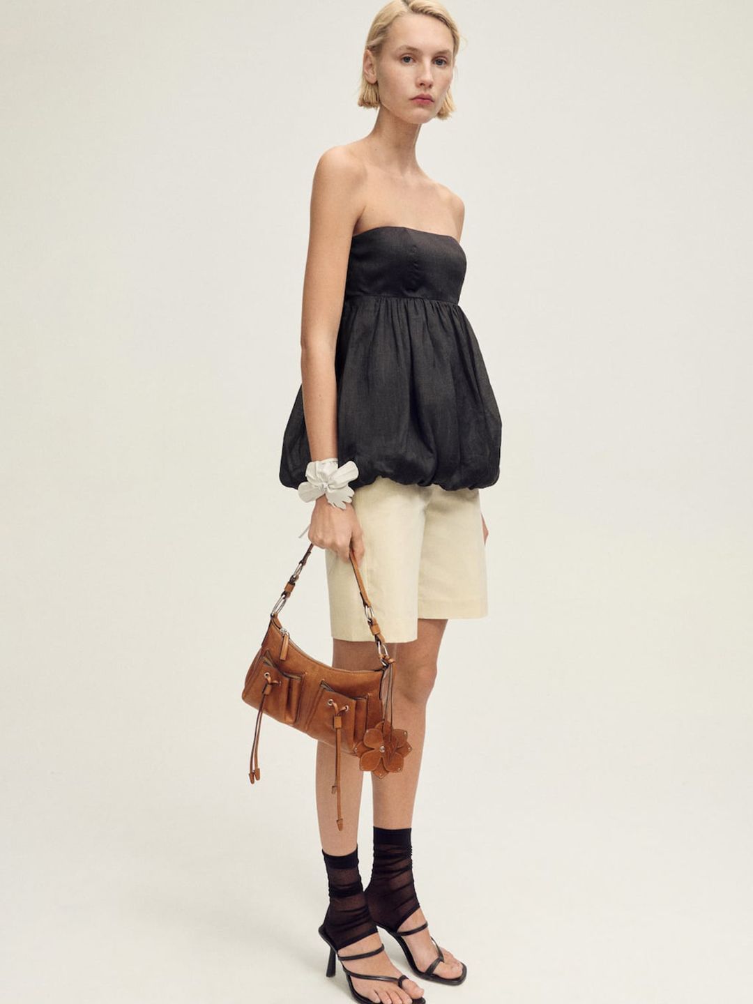 Off-Shoulder Ramie Balloon Top