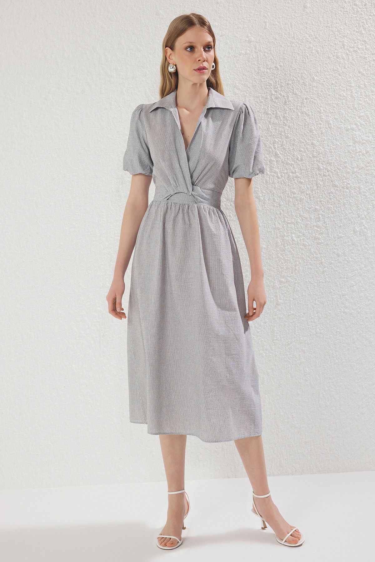 Trendyol Striped A-Line Midi Dress