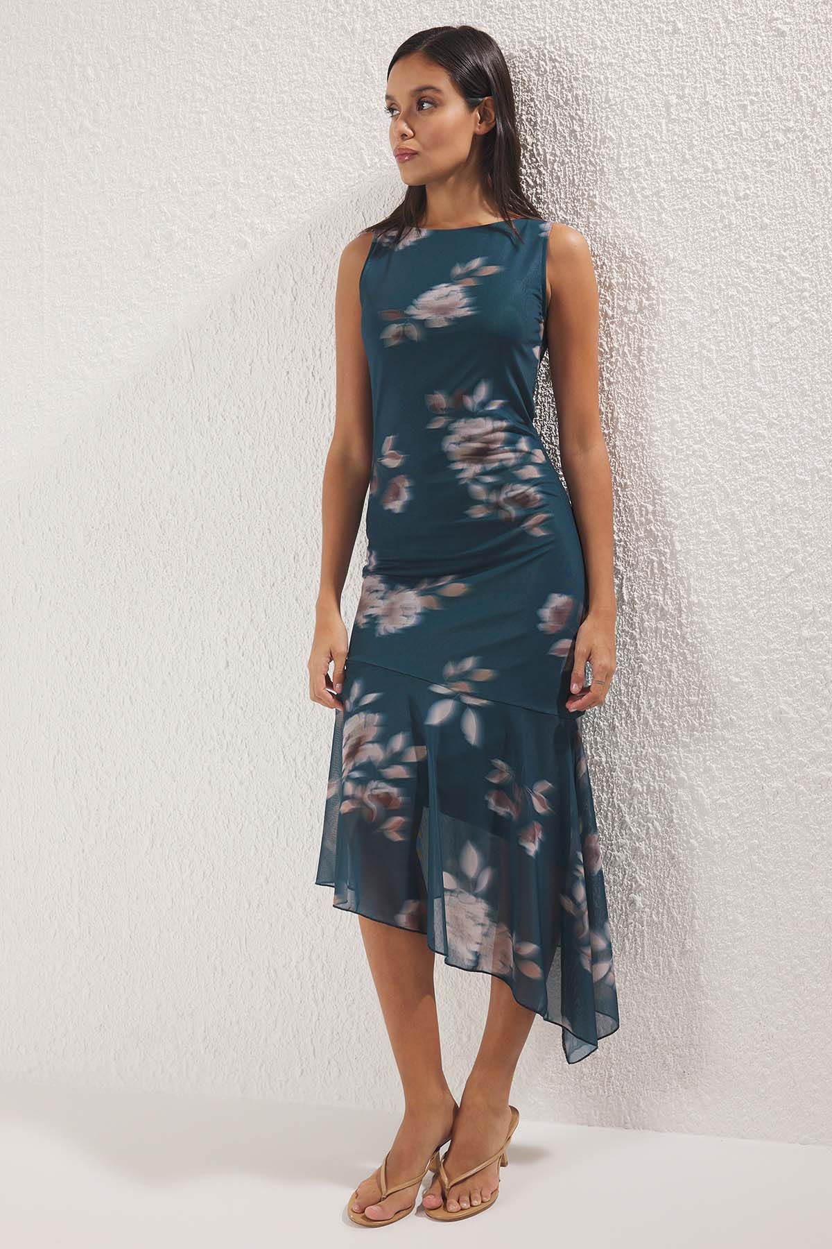 Trendyol Floral Printed A-Line Midi Dress