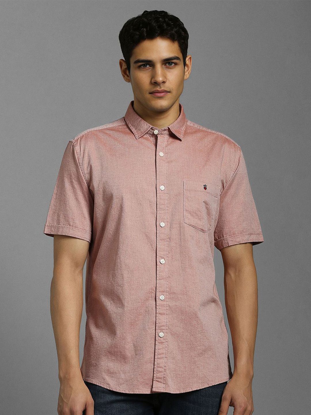 Louis Philippe Jeans Louis Philippe Jeans Slim Fit Short Sleeves Pure Cotton Shirt