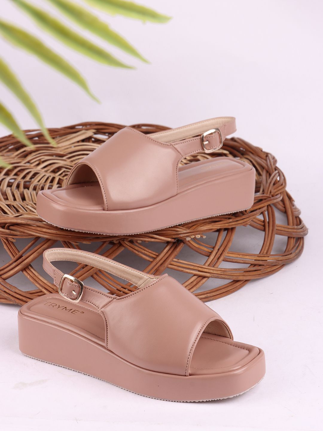 Try Me Try Me Open Toe Platform Sandals with Buckles