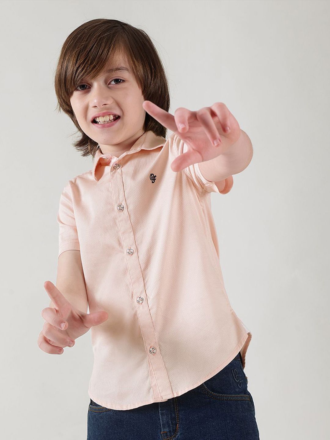 One Friday Boys Regular Fit Spread Collar Casual Shirt