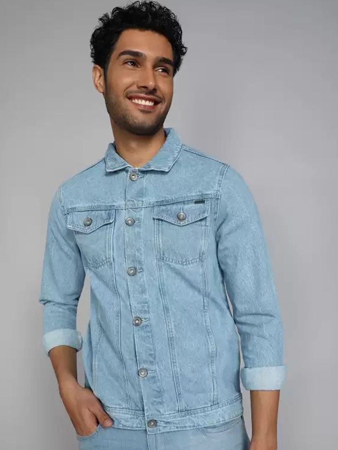 SZN Spread Collar Long Sleeves Denim Jacket
