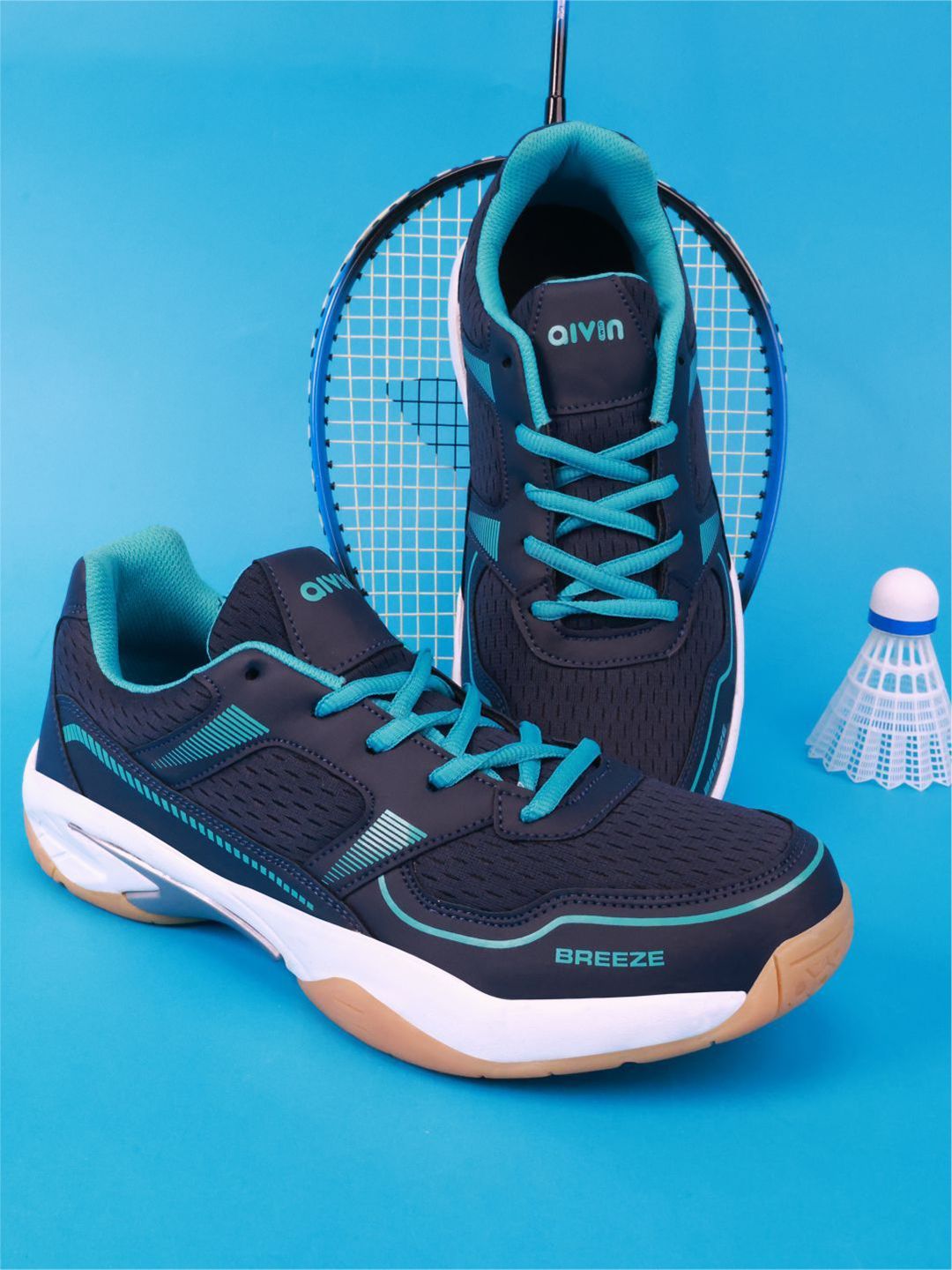 Aivin Men Navy Blue Breeze Badminton Shoes