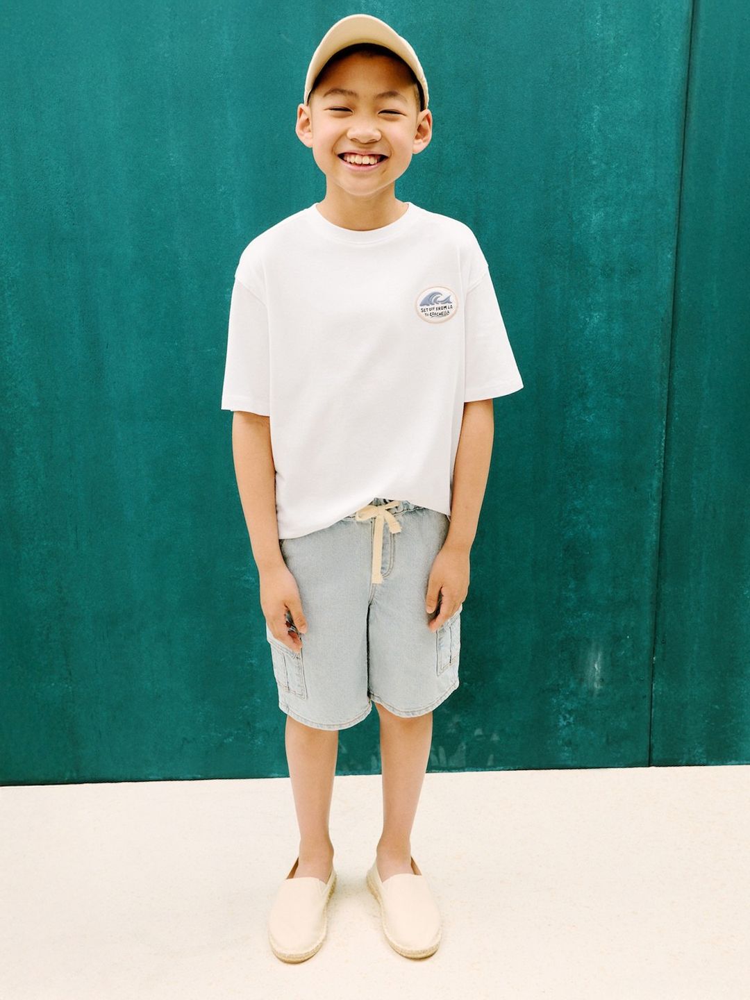 Mango Kids Boys Printed Drop-Shoulder Sleeves Pure Cotton T-Shirt